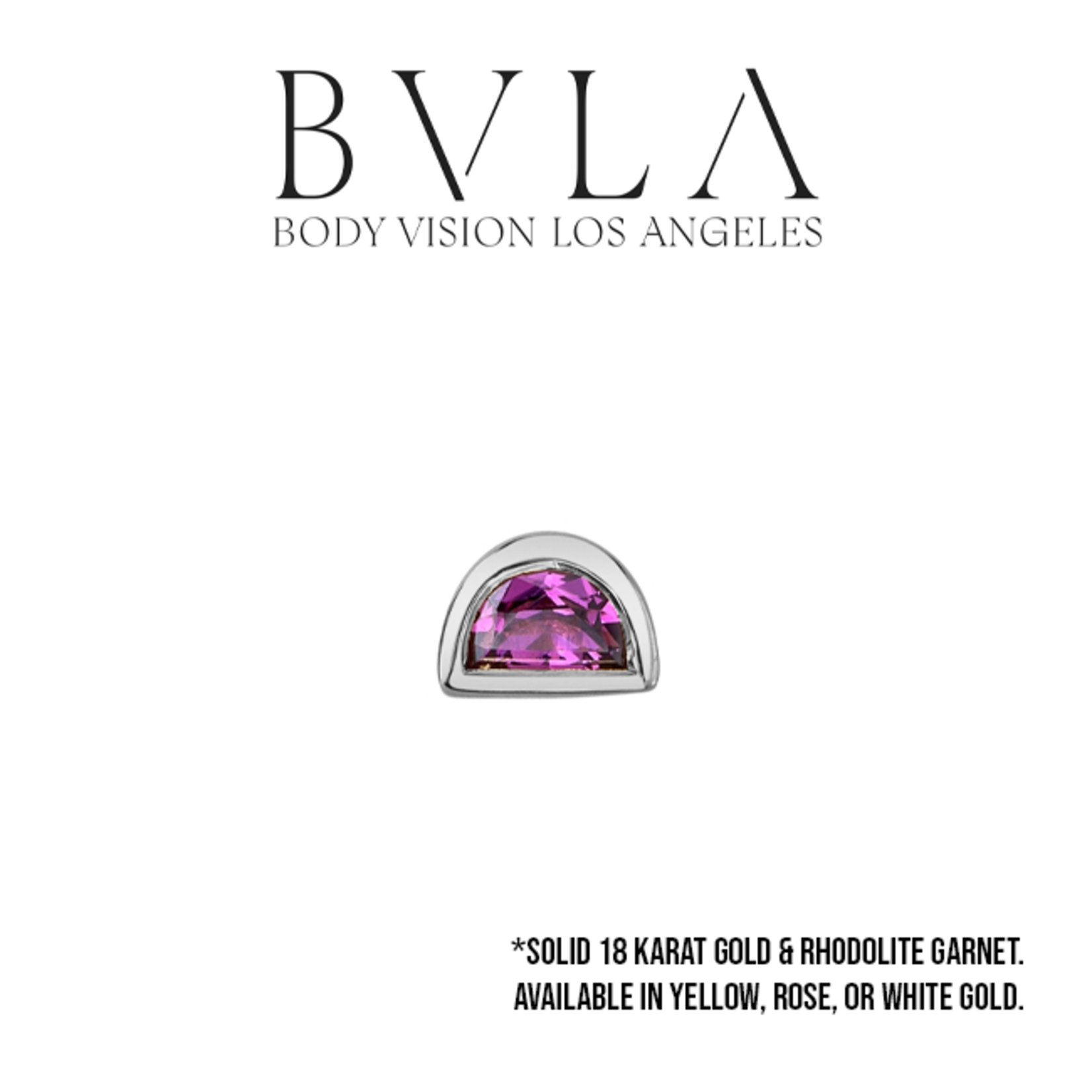 BVLA BVLA 4x3 "Half Moon Bezel" threaded end with 3x2 rhodolite garnet
