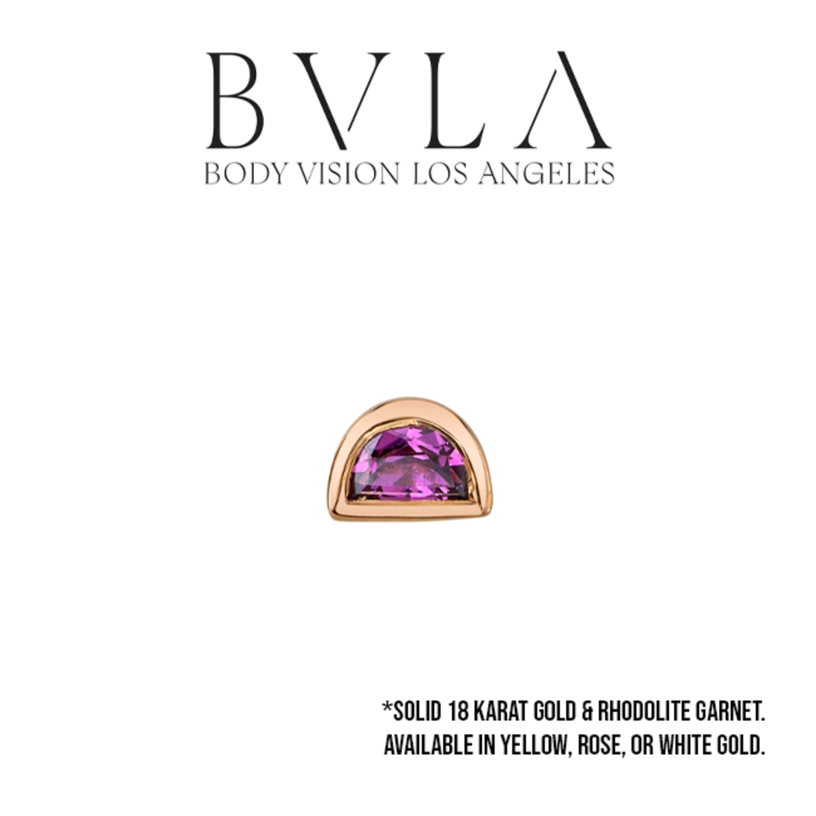 BVLA BVLA 4x3 "Half Moon Bezel" threaded end with 3x2 rhodolite garnet