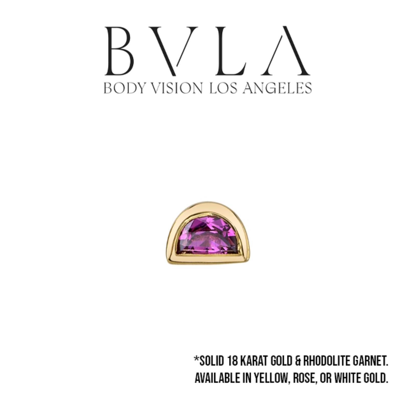 BVLA BVLA 4x3 "Half Moon Bezel" threaded end with 3x2 rhodolite garnet