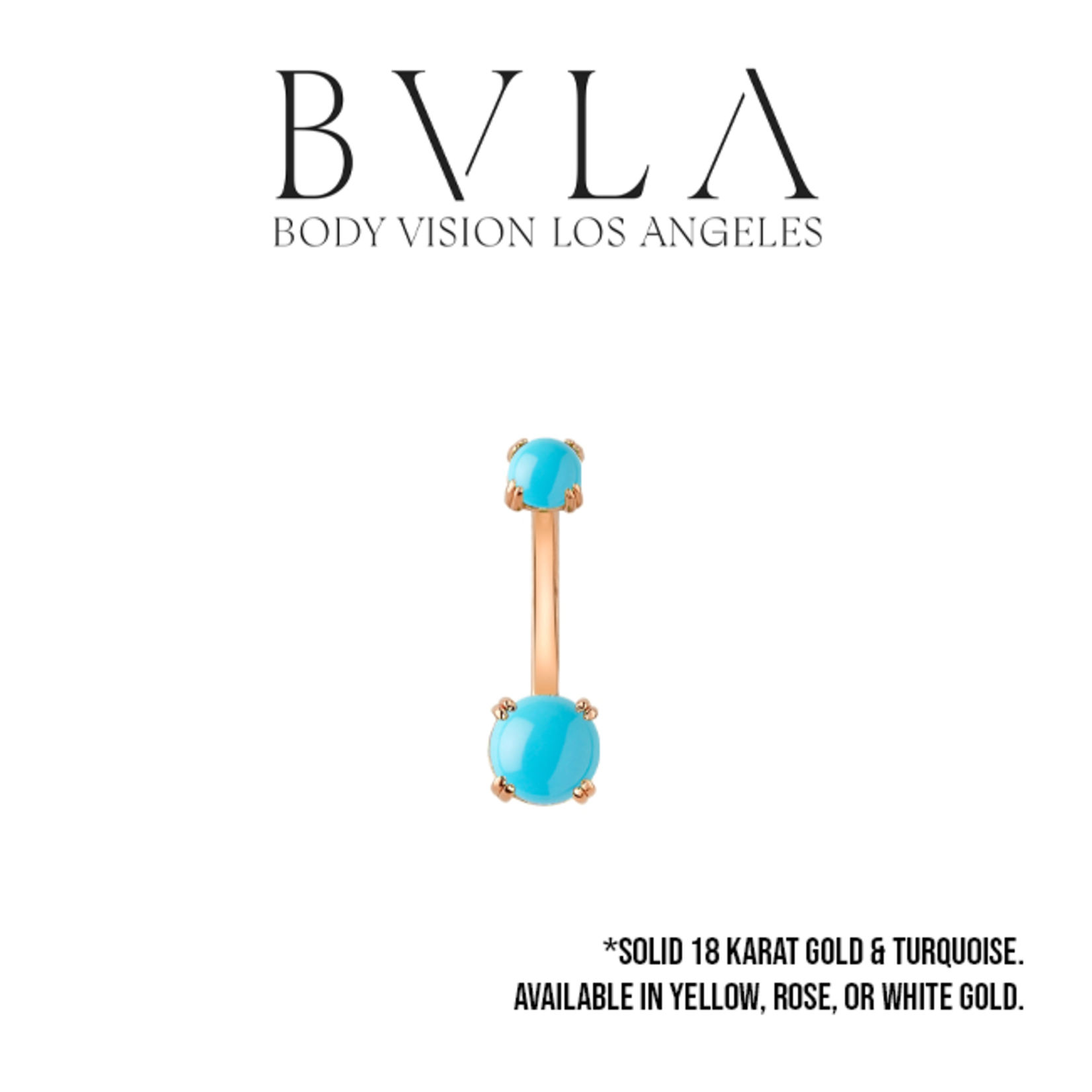 BVLA BVLA 14g "Prong Cabochon" navel curve with 4.0mm & 6.0mm turquoise cabochon