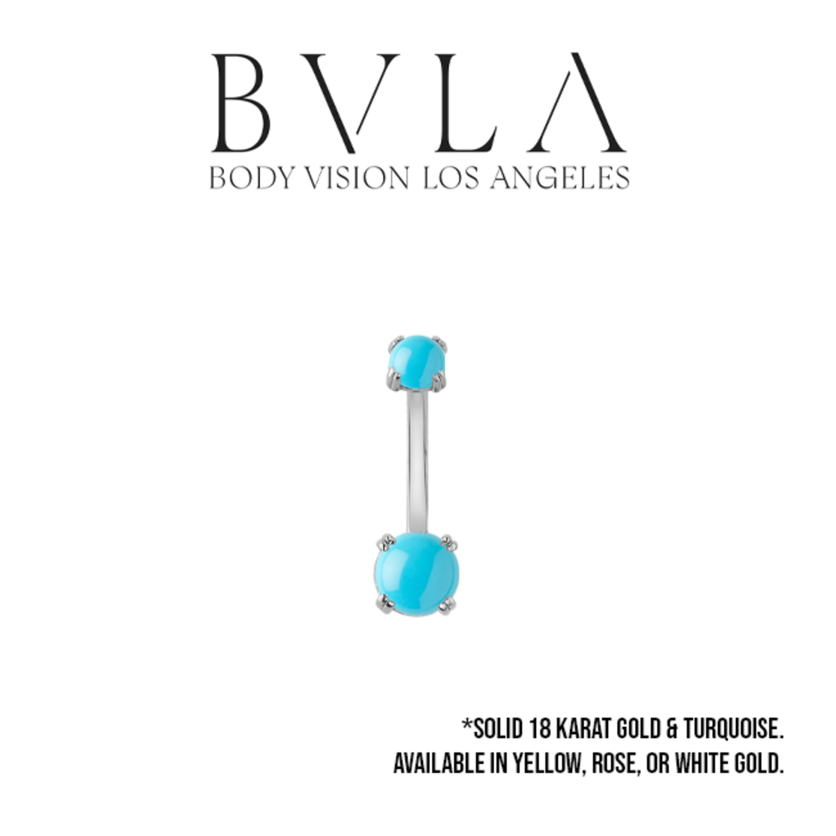 BVLA BVLA 14g 7/16 "Prong Cabochon" navel curve with 4.0 & 6.0 turquoise cab
