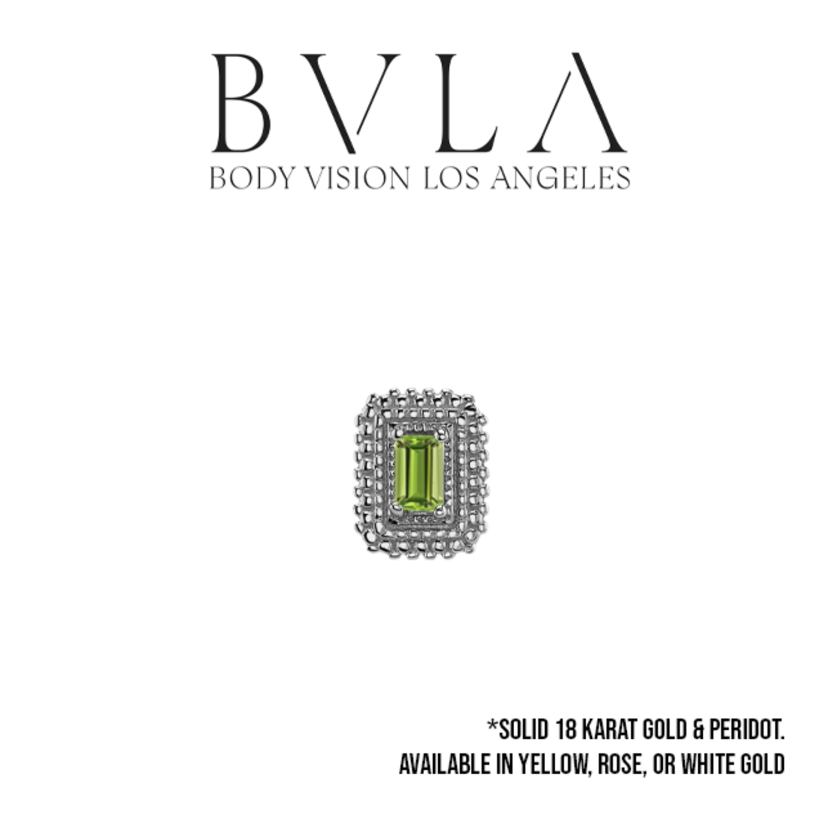 BVLA BVLA 7x5 "Afghan Baguette" threaded end with 3x2 AA Peridot baguette