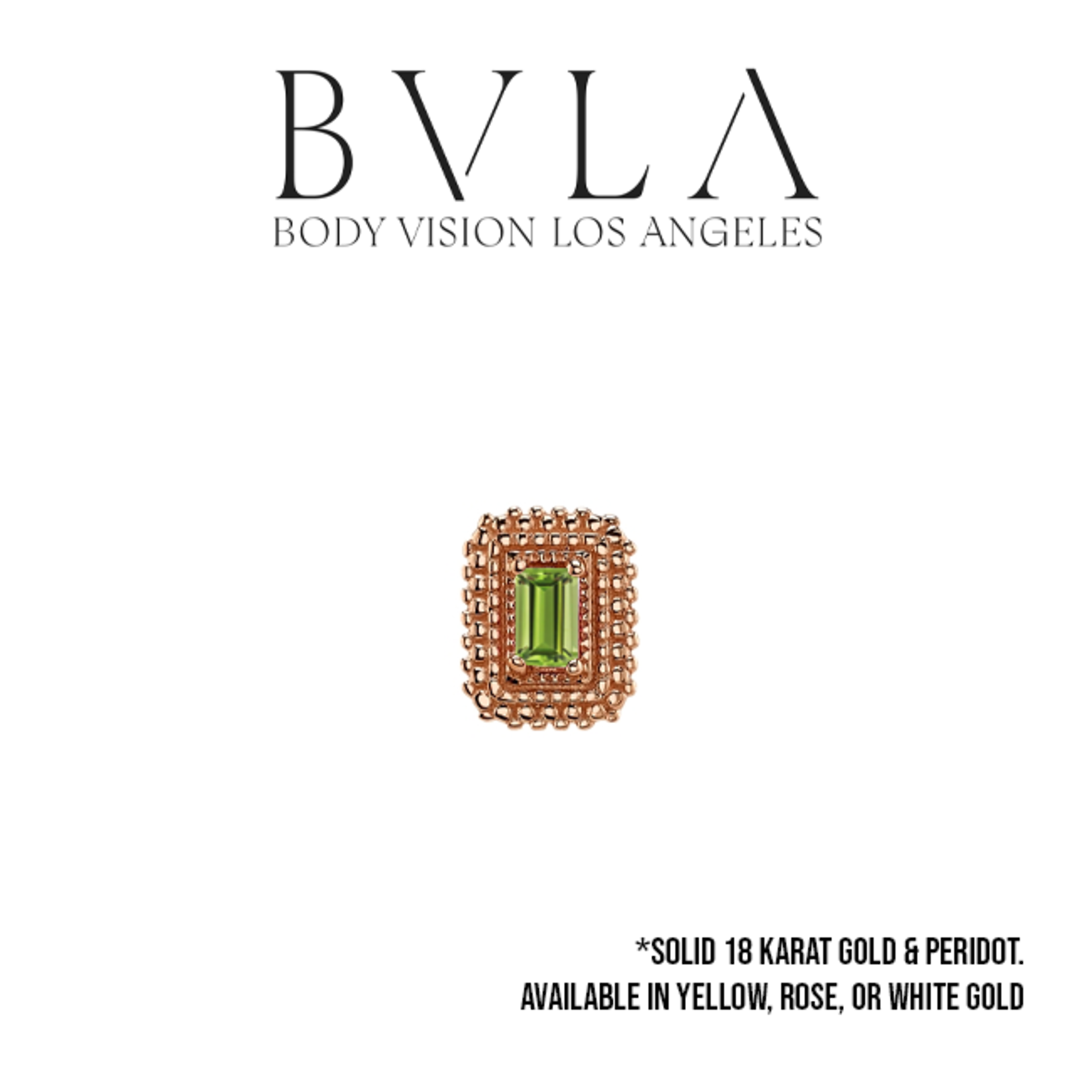 BVLA BVLA 7x5 "Afghan Baguette" threaded end with 3x2 AA Peridot baguette