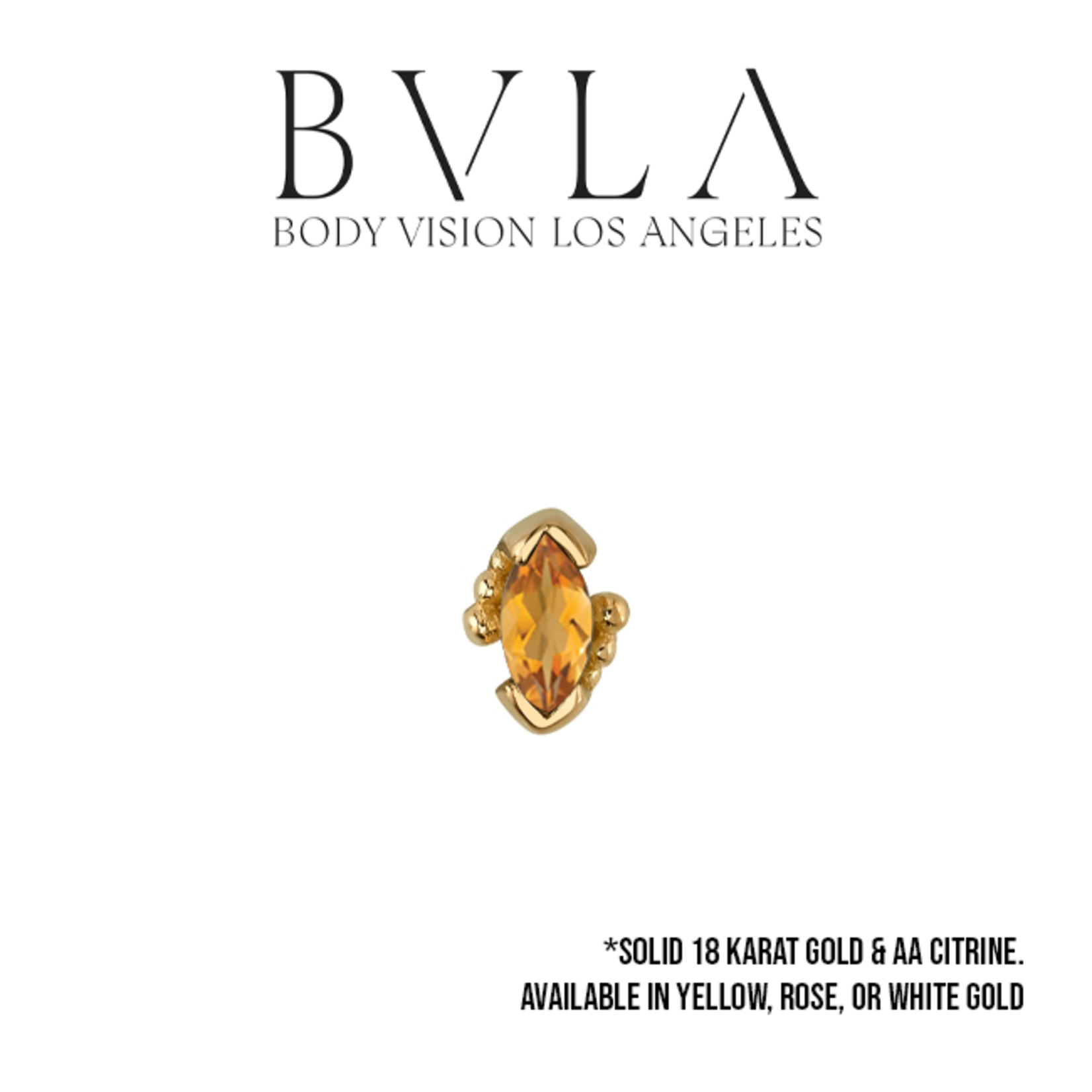 BVLA BVLA "Beaded Marquise" press-fit end with 4x2 AA Citrine