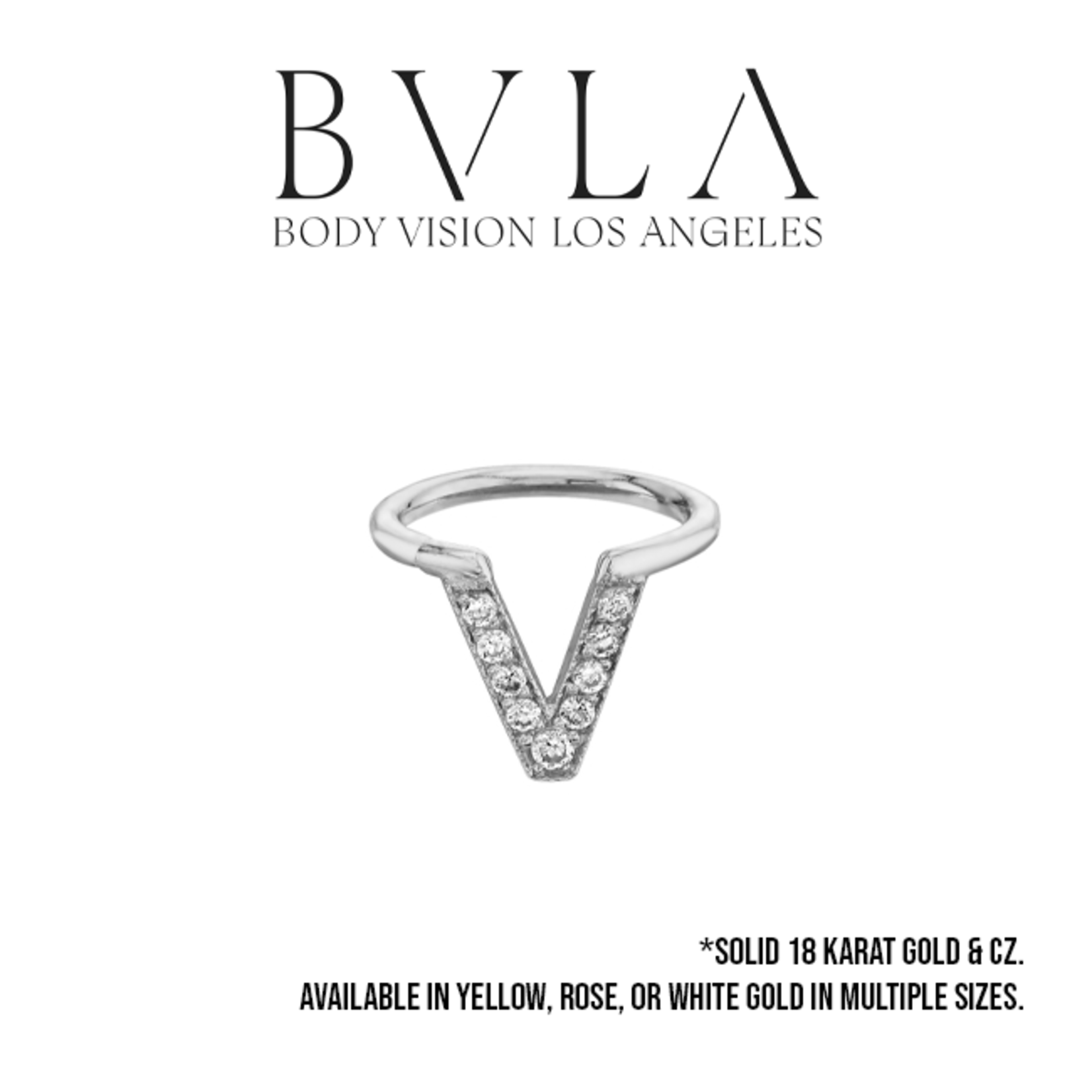 BVLA BVLA 16g "Jennelle V" seam ring with 8x 1.0 CZ and 1x 1.25 CZ