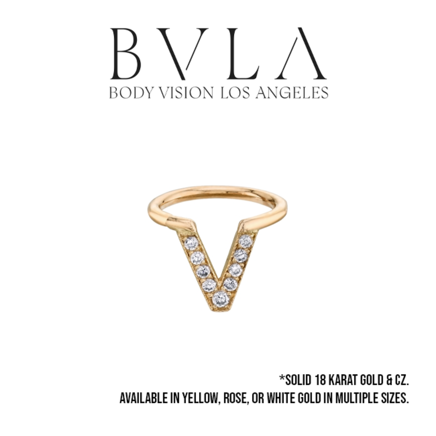 BVLA BVLA 16g "Jennelle V" seam ring with 8x 1.0 CZ and 1x 1.25 CZ