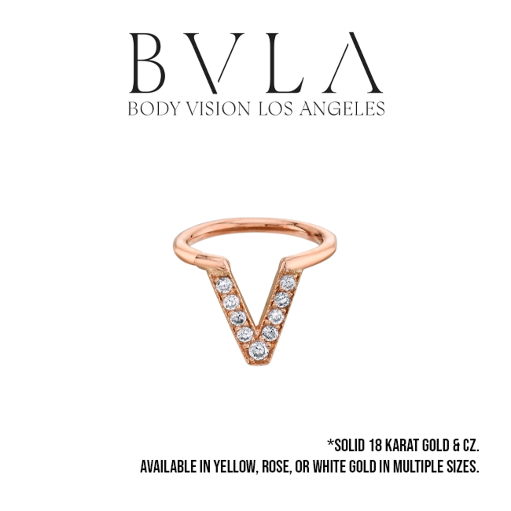 BVLA BVLA 18g "Jennelle V" seam ring with 8x 1.0 CZ and 1x 1.25 CZ