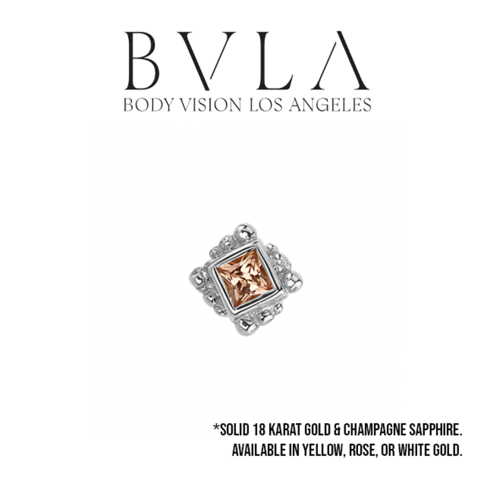 BVLA 14g BVLA "Beaded Princess Bezel" threaded end with 2.0 champagne sapphire