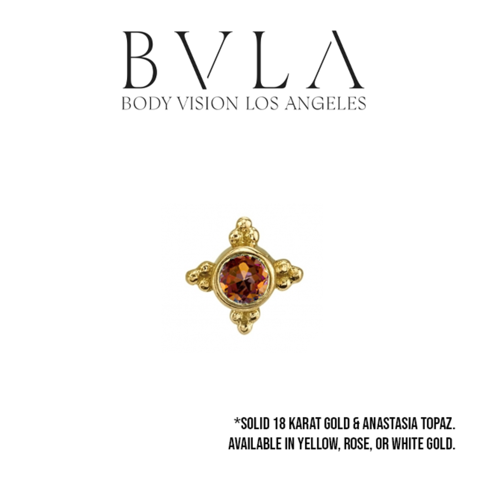 BVLA BVLA 16g "Mini Kandy" threaded end with bezel-set Anastasia topaz