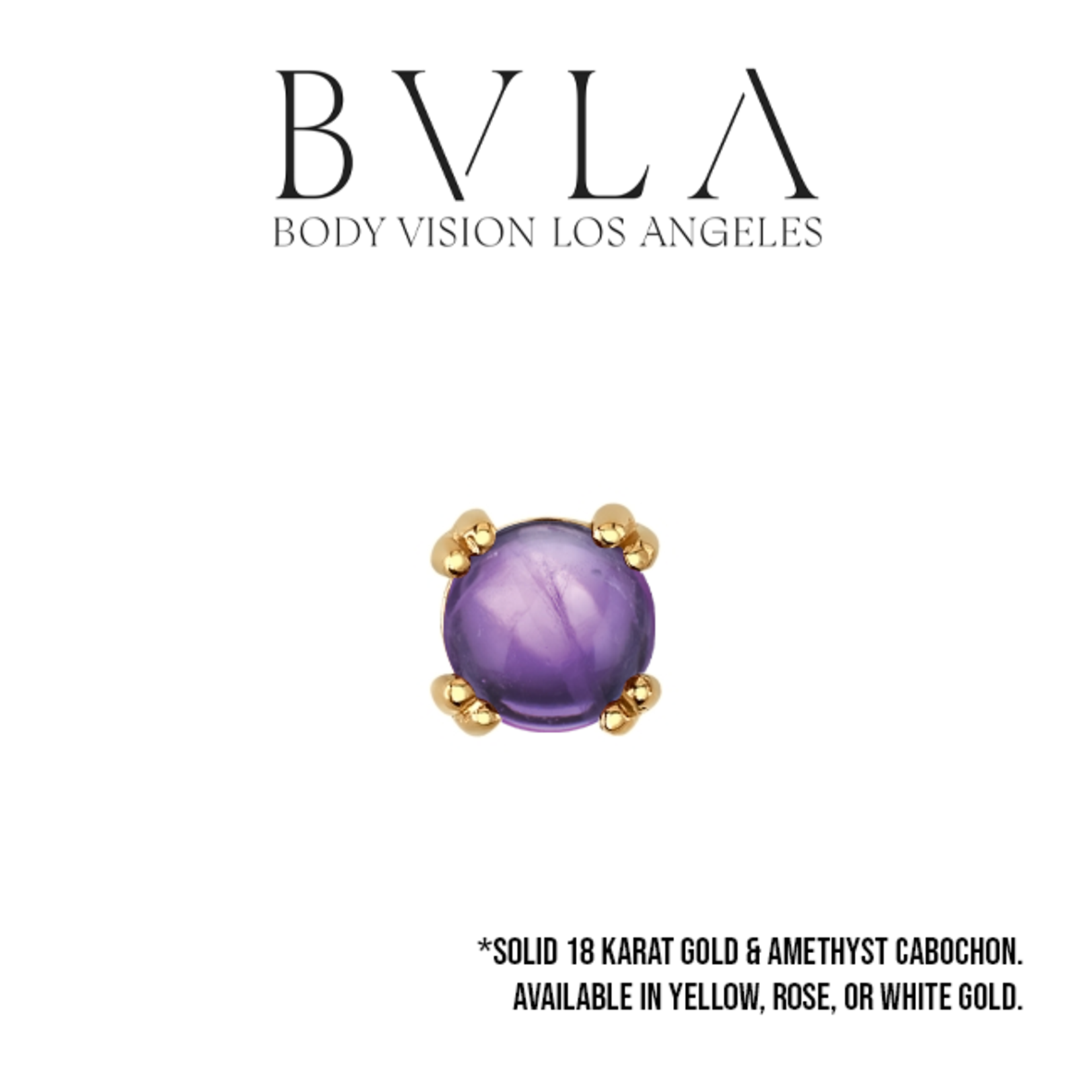 BVLA BVLA "Round Cab Prong" press fit end with AA amethyst