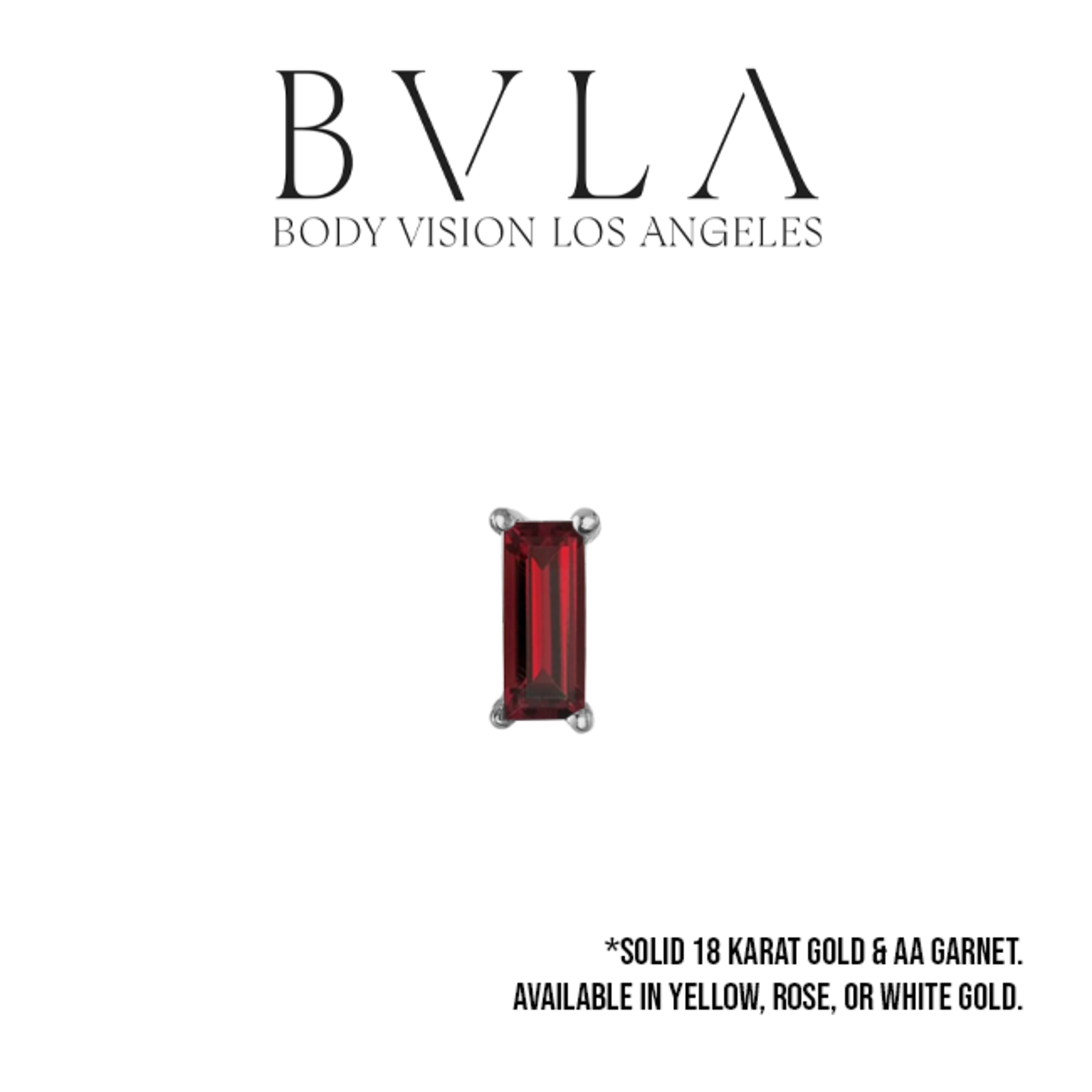 BVLA BVLA press fit prong baguette with 3x2 AA Garnet