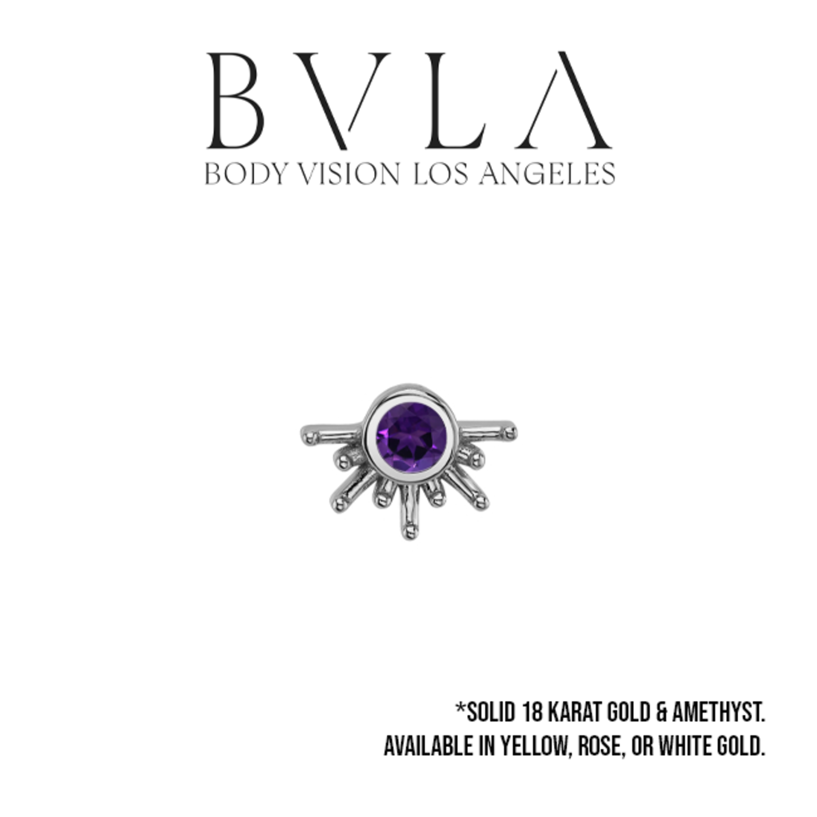 BVLA BVLA 6.5mm "Live to Tell" press-fit end with asymmetrical rays and 2.0mm Amethyst