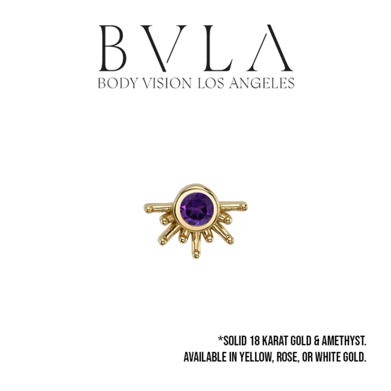BVLA BVLA 6.5mm "Live to Tell" press-fit end with asymmetrical rays and 2.0mm Amethyst