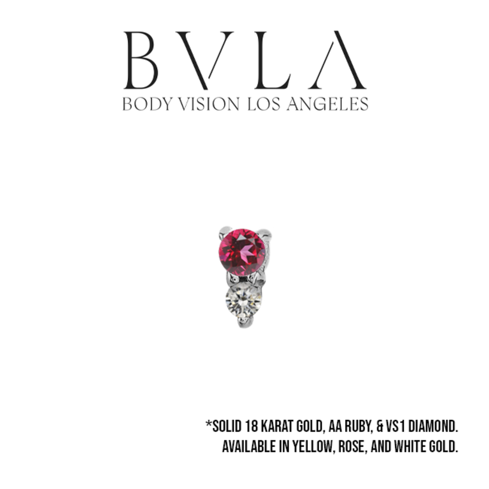 BVLA BVLA "Jeanie 2" press fit end with 2.0 AA Ruby and 1.5 VS1 diamond