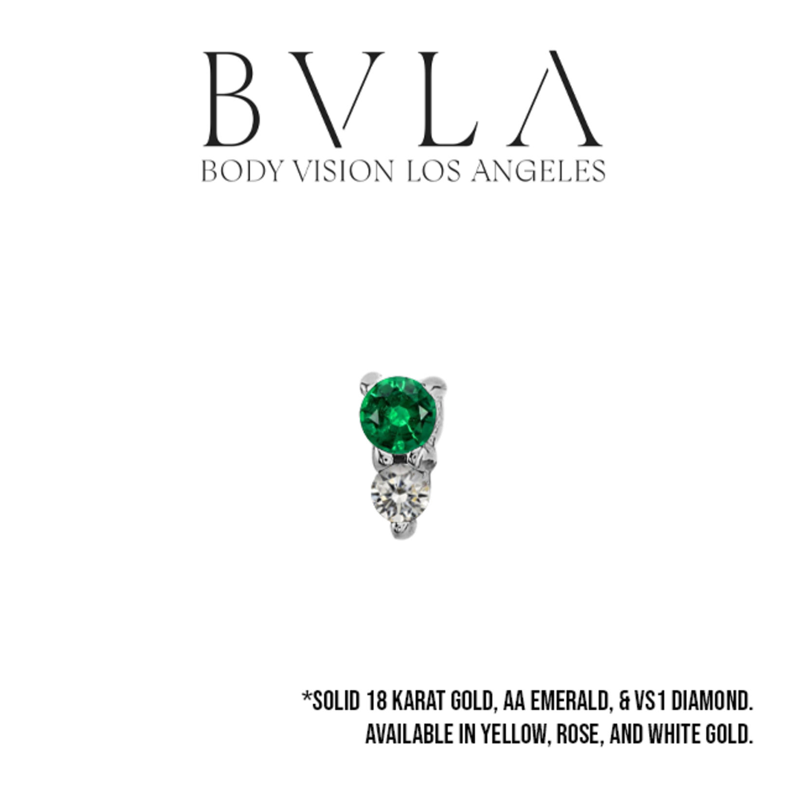 BVLA BVLA "Jeanie 2" press fit end with 2.0 AA emerald and 1.5 VS1 diamond