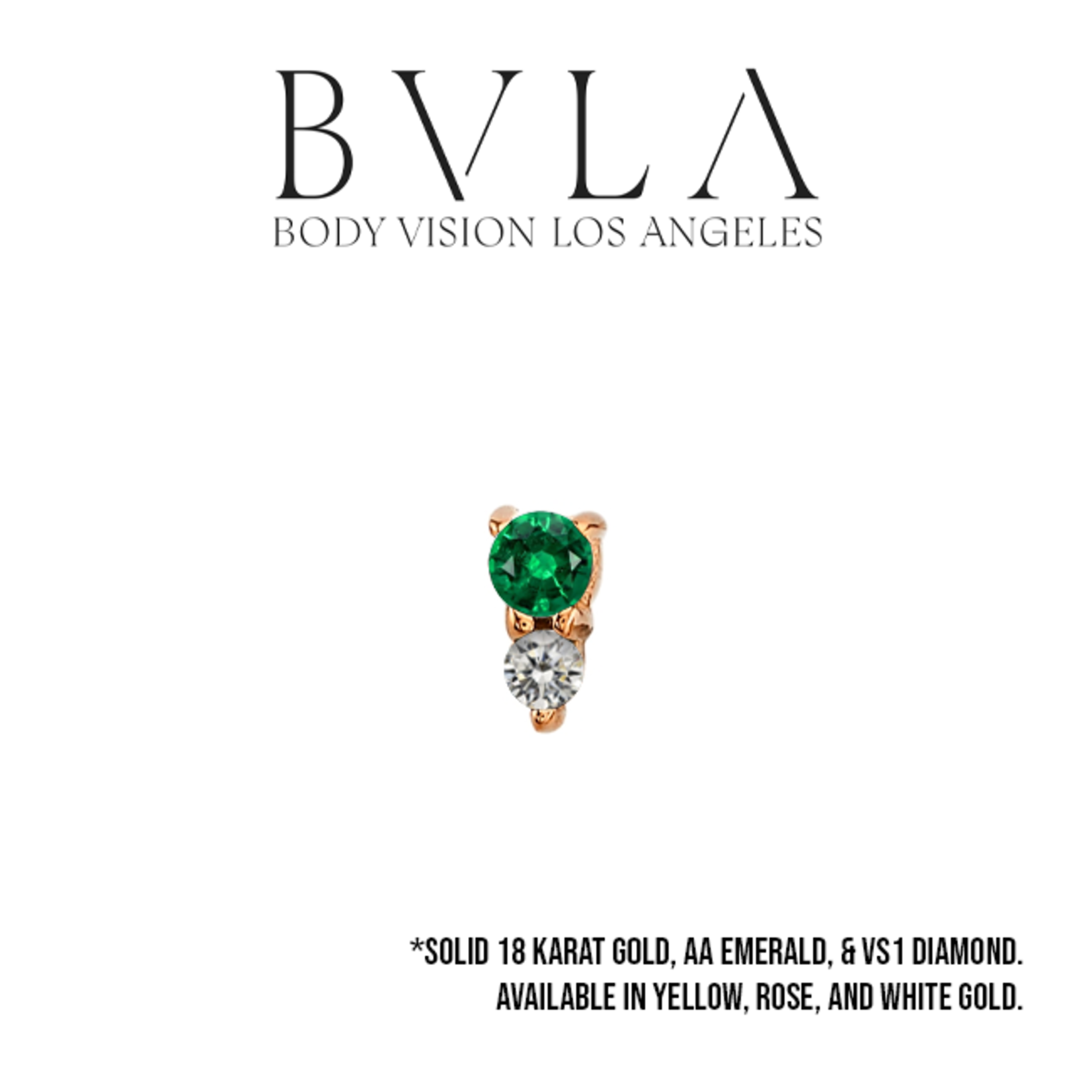 BVLA BVLA 4.0x2.0mm "Jeanie 2" press-fit end with 2.0mm AA Emerald and 1.5mm VS1 Diamond