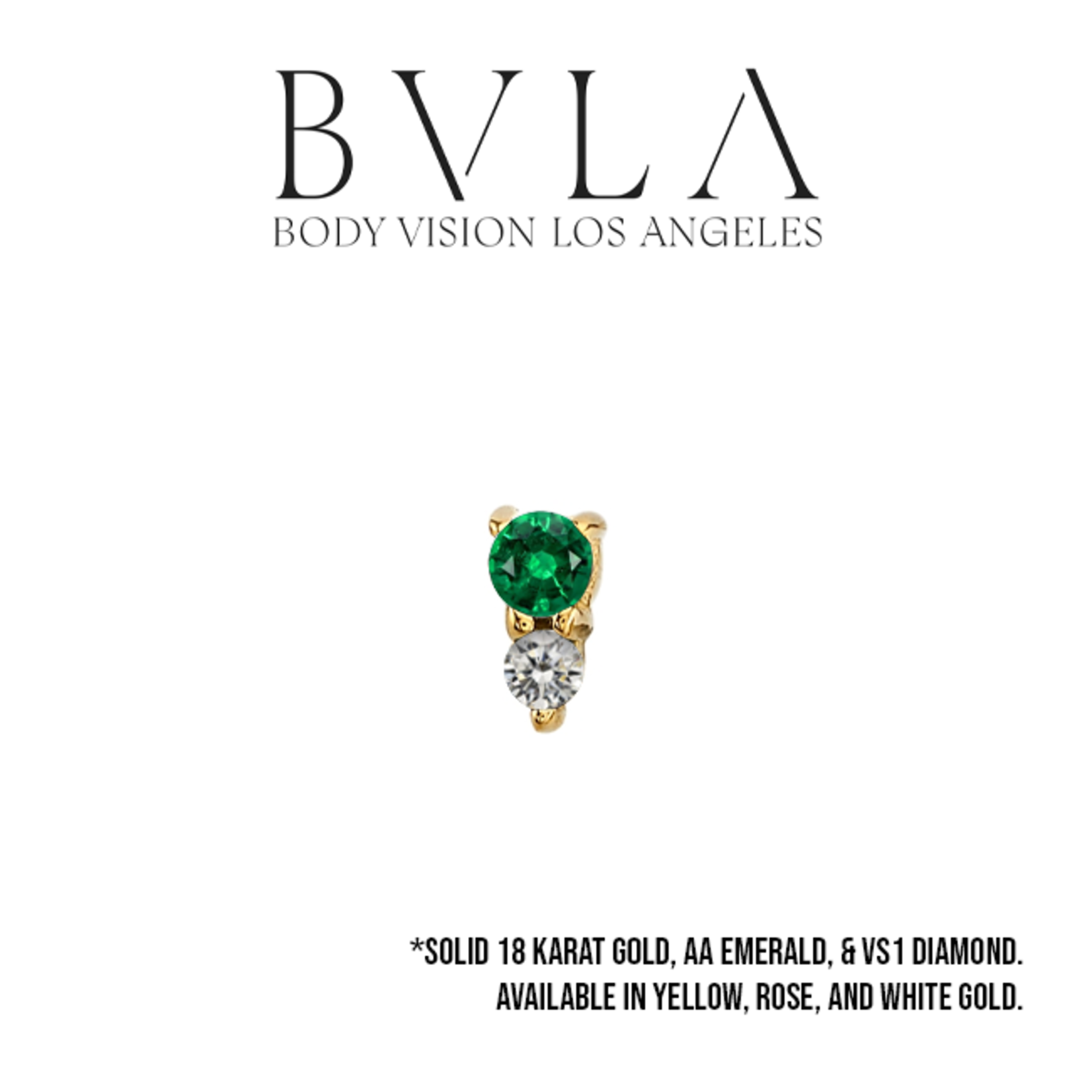 BVLA BVLA "Jeanie 2" press fit end with 2.0 AA emerald and 1.5 VS1 diamond