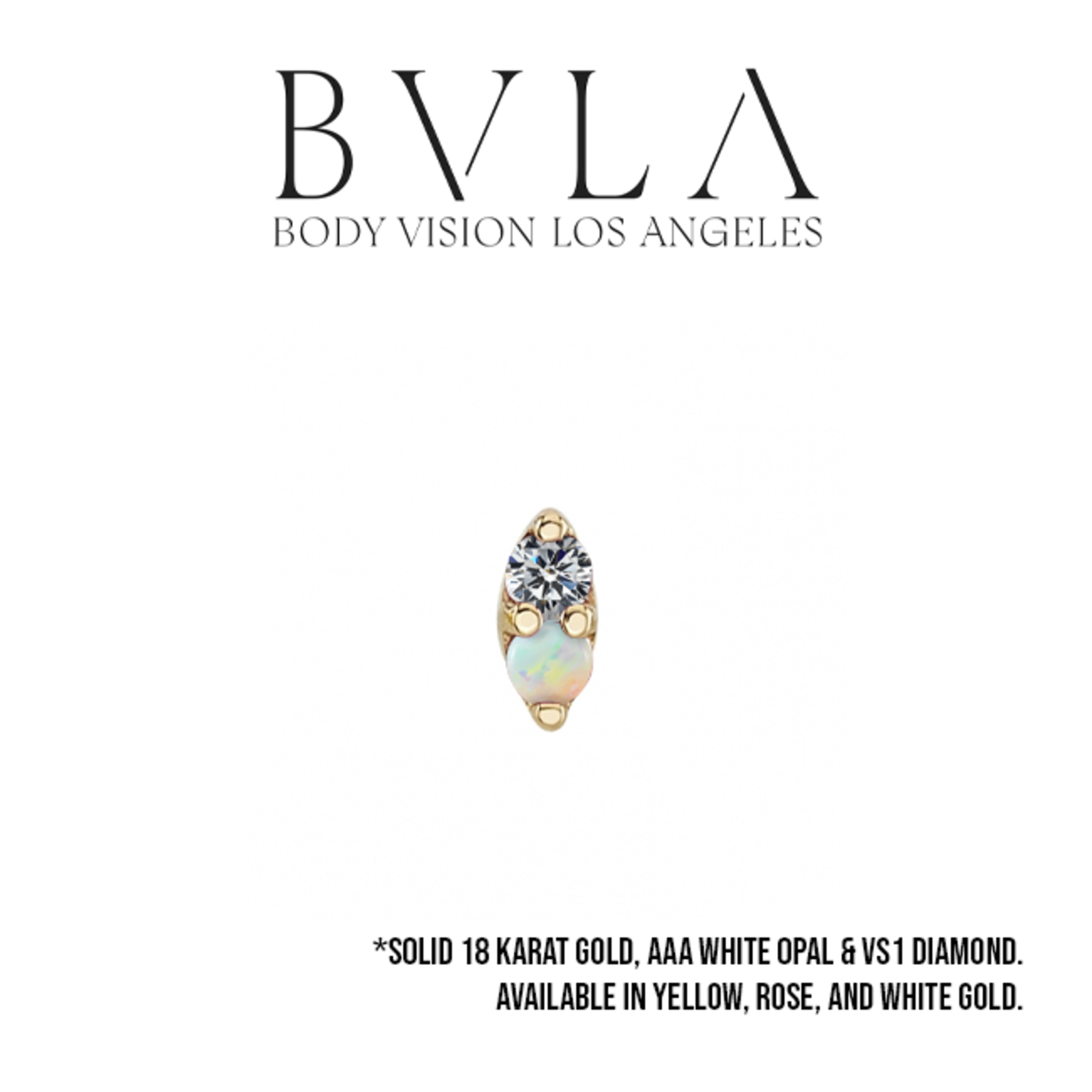 BVLA BVLA "Marquise Illusion" press fit end with 1.75 VS1 Diamond and 1.75 AAA white opal