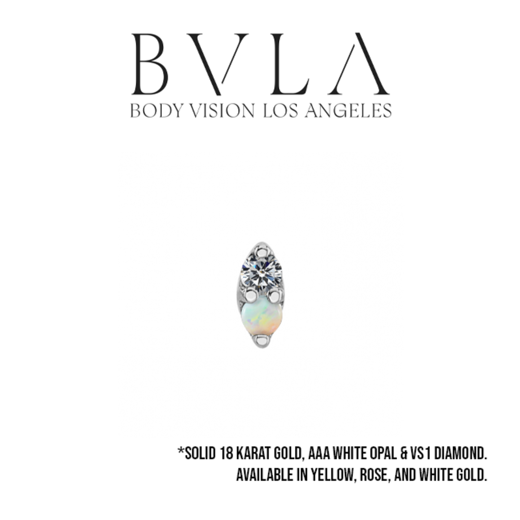 BVLA BVLA "Marquise Illusion" press fit end with 1.75 VS1 Diamond and 1.75 AAA white opal