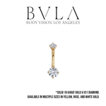 BVLA BVLA 14g "Classic Prong" Navel Curve with VS1 Diamonds
