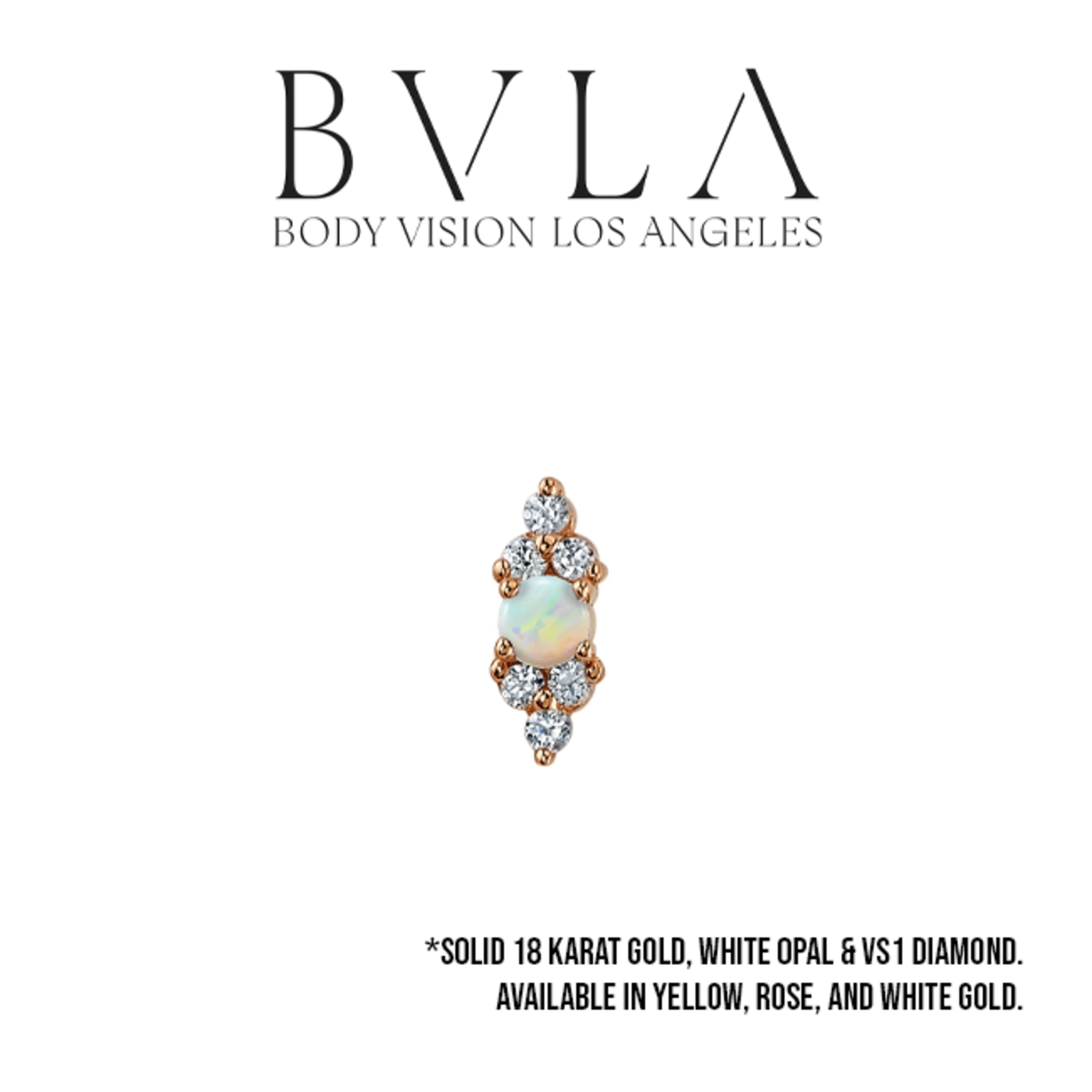 BVLA BVLA "Embrace" threaded end with 6x 1.0 VS1 diamond and 2.0 AAA white opal
