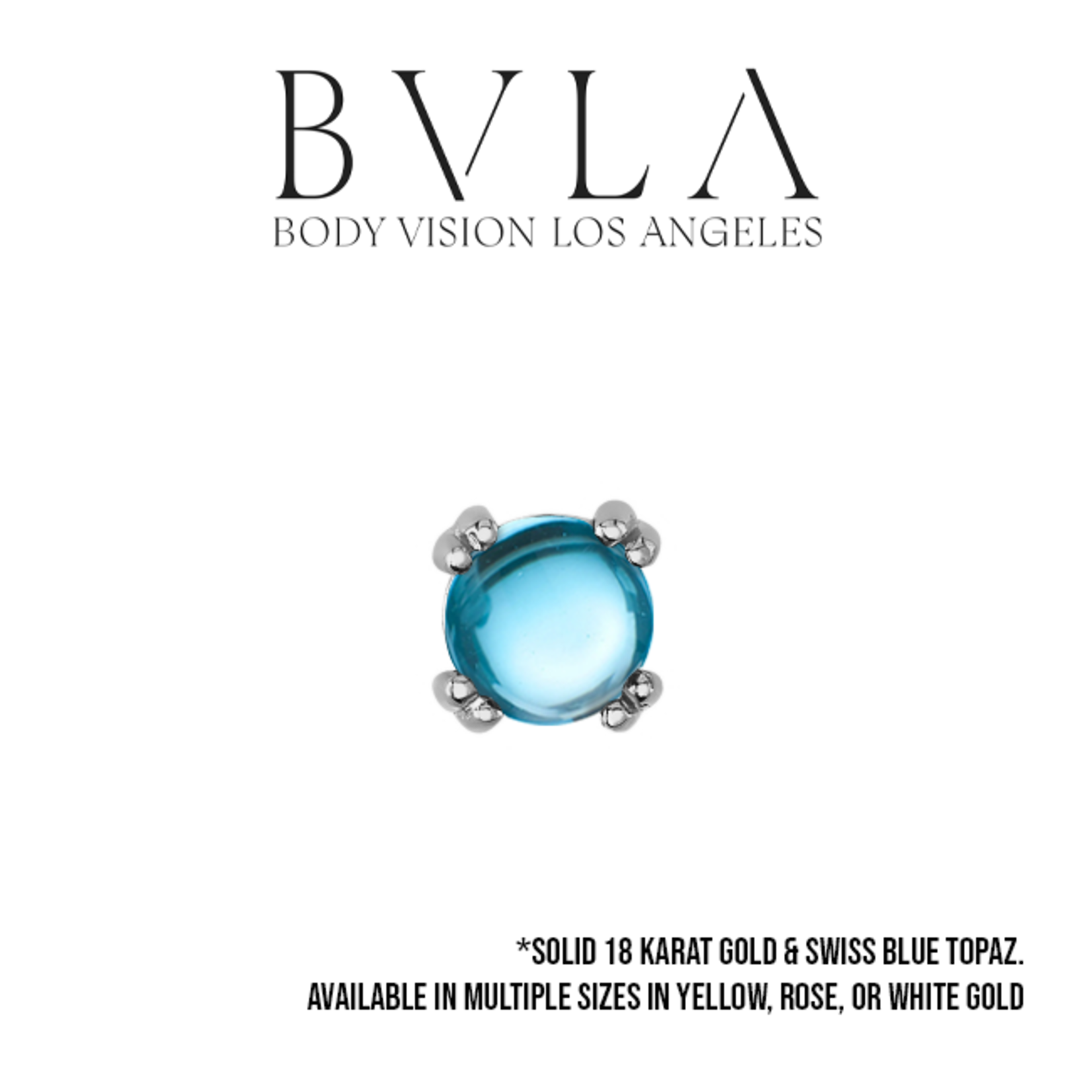 BVLA BVLA "Round Cab Prong" press-fit end with Swiss Blue Topaz Cabochon