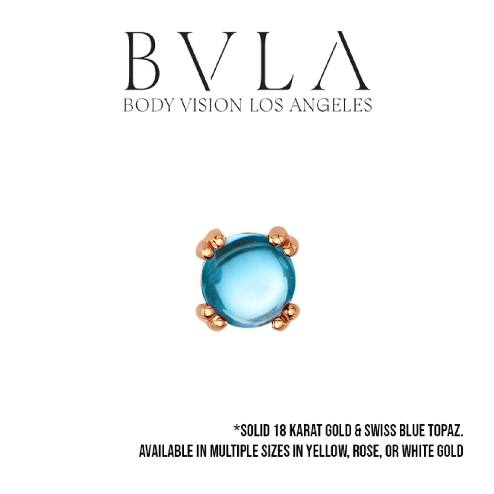 BVLA BVLA "Round Cab Prong" press-fit end with Swiss Blue Topaz Cabochon