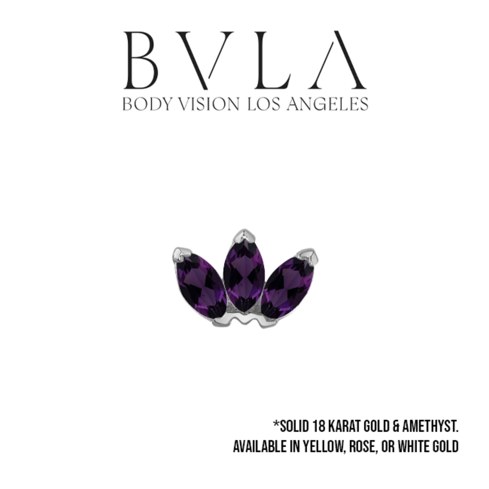 BVLA BVLA "Tiny Marquise Fan" press-fit end with 3x 2.5x1.25 AA Amethyst