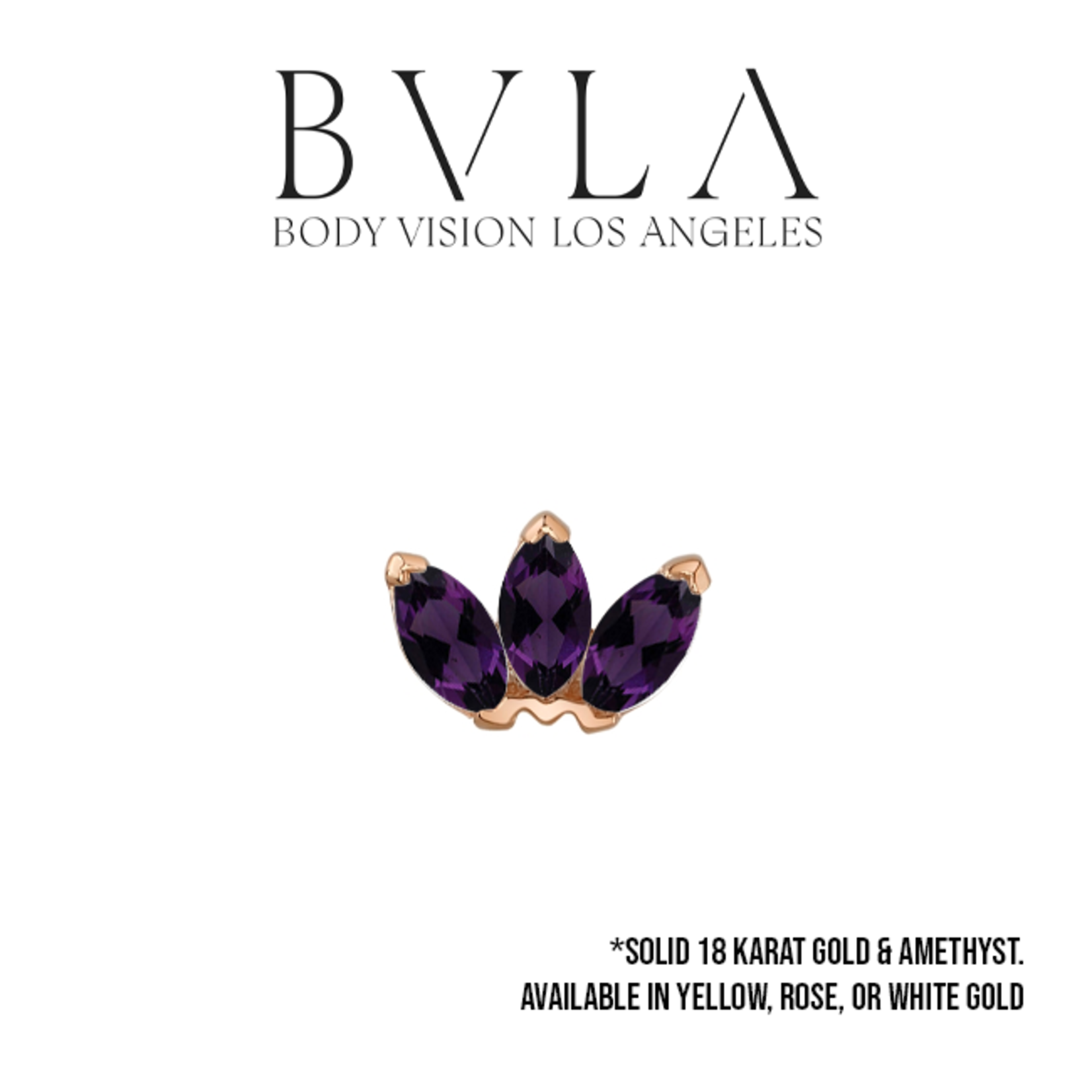 BVLA BVLA "Tiny Marquise Fan" press-fit end with 3x 2.5x1.25 AA Amethyst