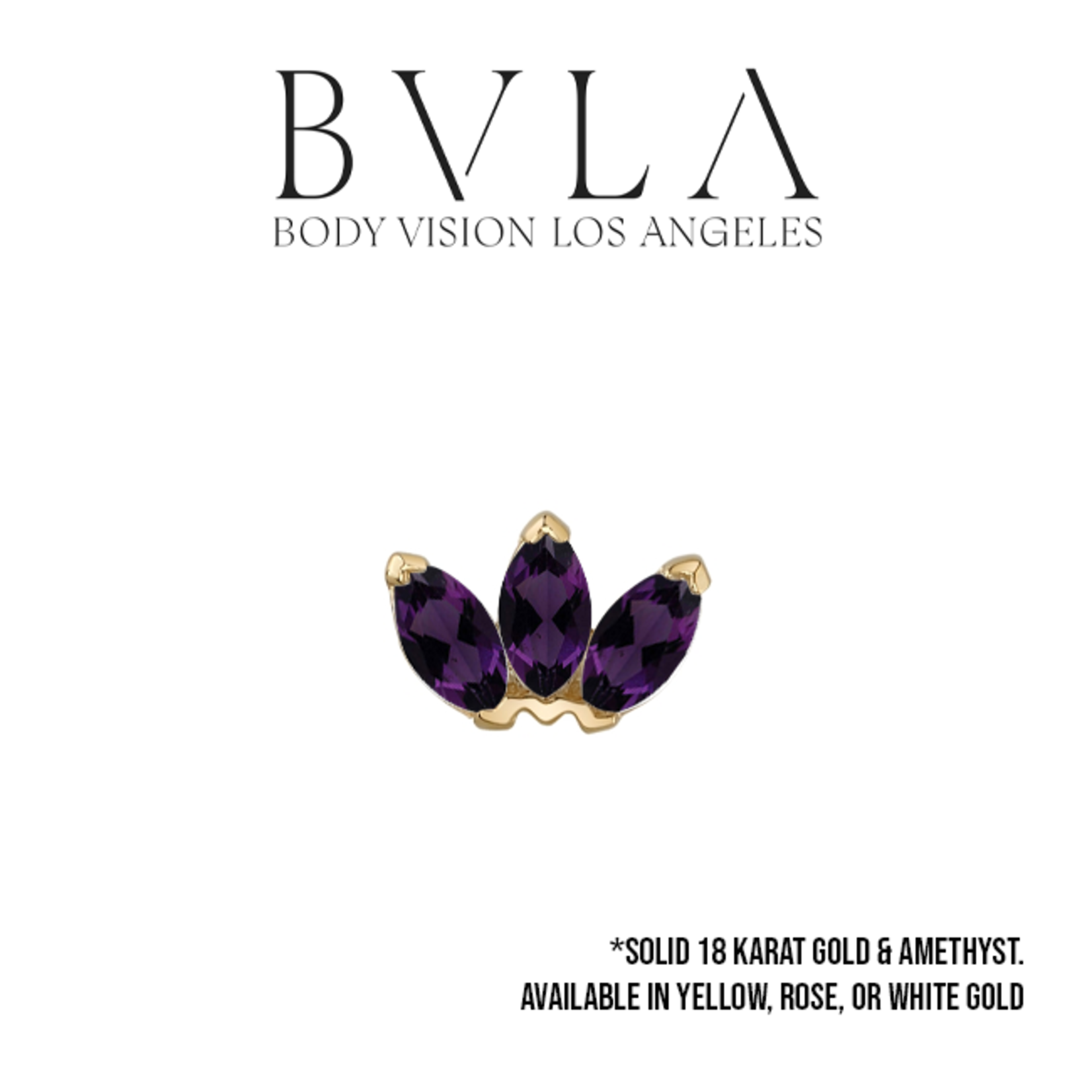 BVLA BVLA "Tiny Marquise Fan" press-fit end with 3x 2.5x1.25 AA Amethyst