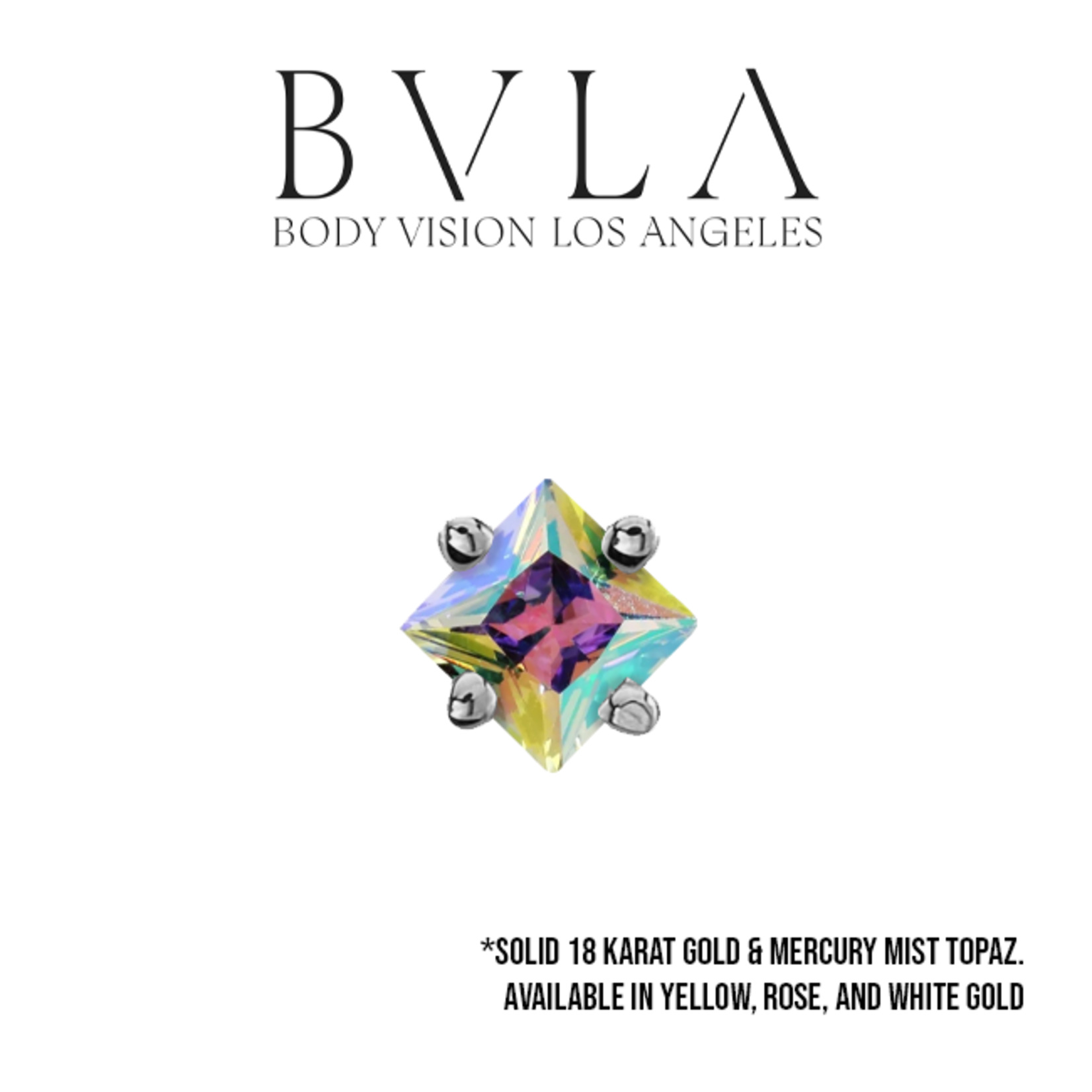BVLA BVLA 4 prong princess setting press fit end with Mercury Mist Topaz