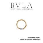 BVLA BVLA 16g "Fixed Baguette Ring" with CZ. Nipple Orientation