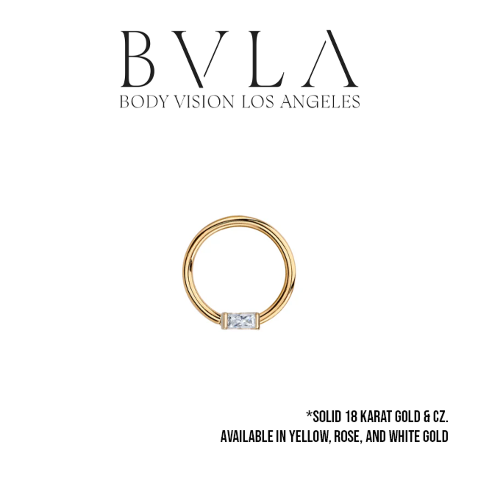 BVLA BVLA 16g fixed ring with CZ baguette. Nipple orientation