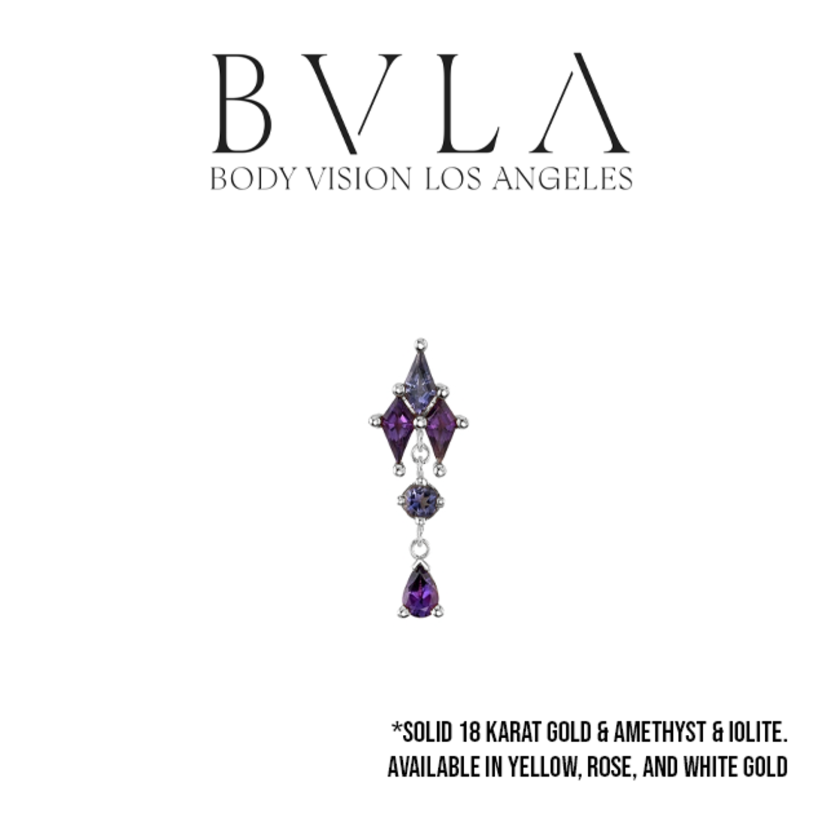 BVLA BVLA "Howl" threaded end with 1x 4x2 AA Iolite kite, 2x 4x2 AA Amethyst kites, 2.0 AA Iolite, and 3x2 AA Amethyst pear