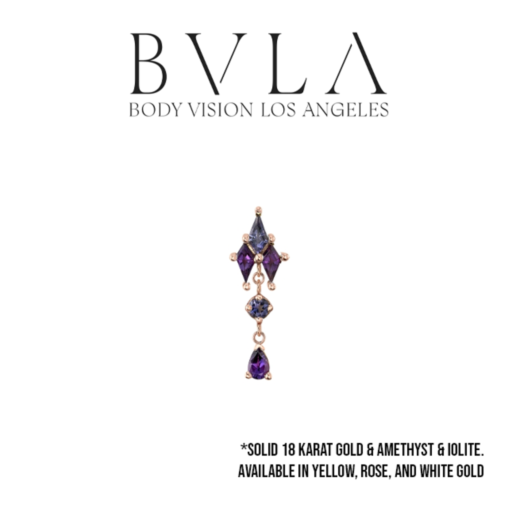 BVLA BVLA "Howl" threaded end with 1x 4x2 AA Iolite kite, 2x 4x2 AA Amethyst kites, 2.0 AA Iolite, and 3x2 AA Amethyst pear