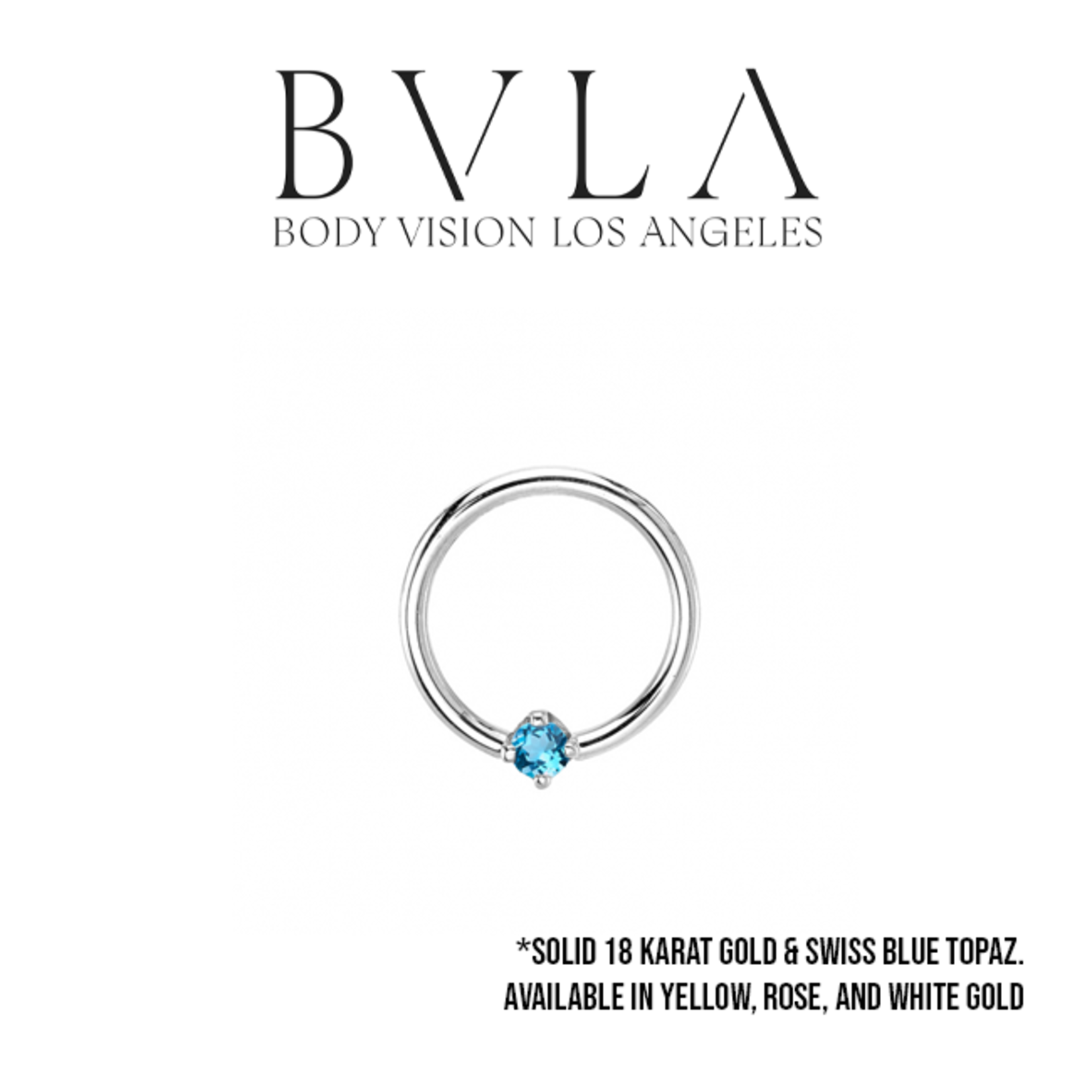 BVLA BVLA 16g fixed ring with 2.5 prong set AA Swiss Blue Topaz