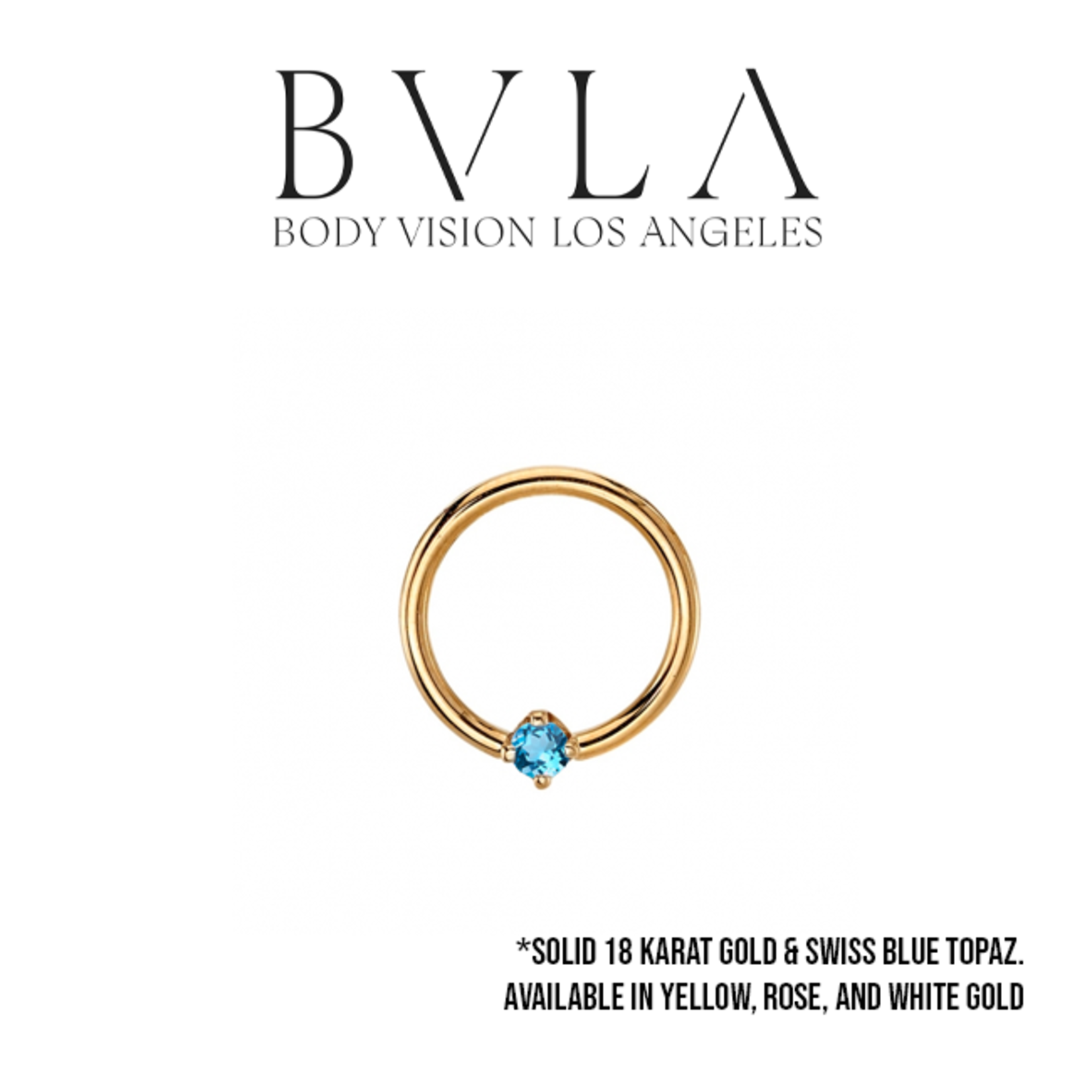 BVLA BVLA 16g fixed ring with 2.5 prong set AA Swiss Blue Topaz