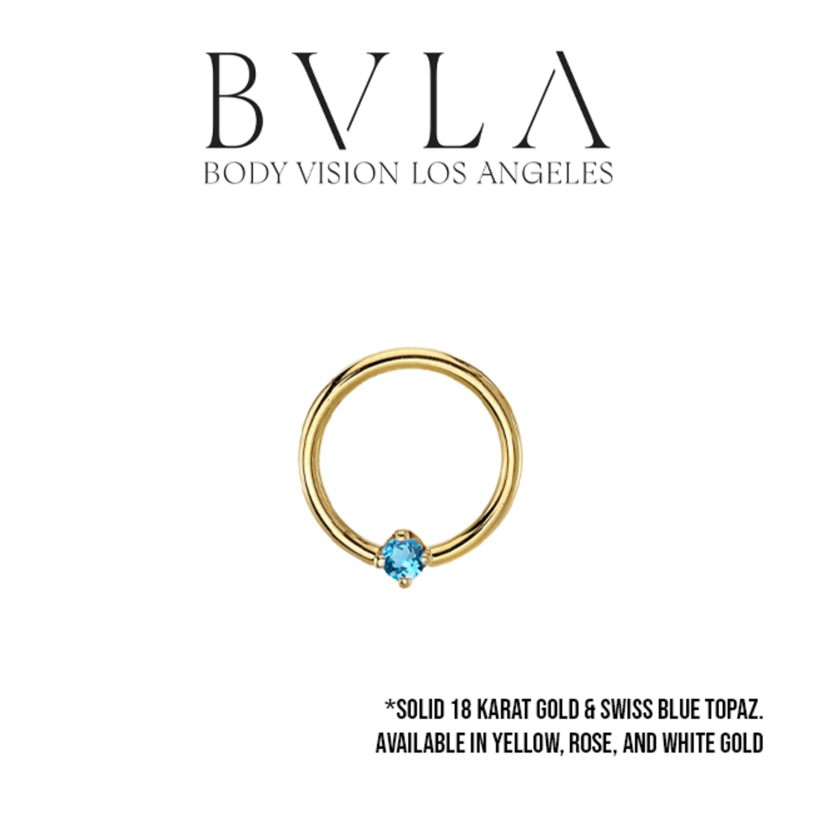 BVLA BVLA 16g fixed ring with 2.5 prong set AA Swiss Blue Topaz