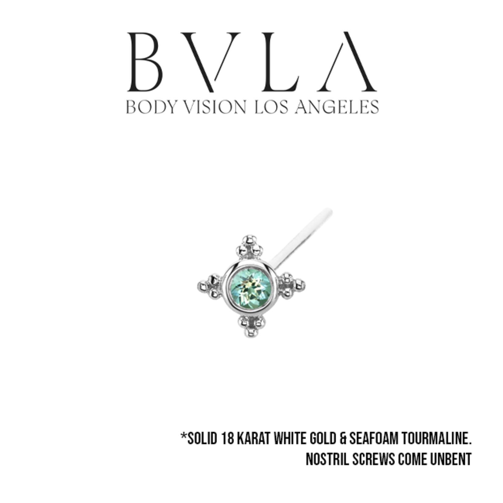 BVLA BVLA 20g "Mini Kandy" nostril screw with 2.0 seafoam tourmaline