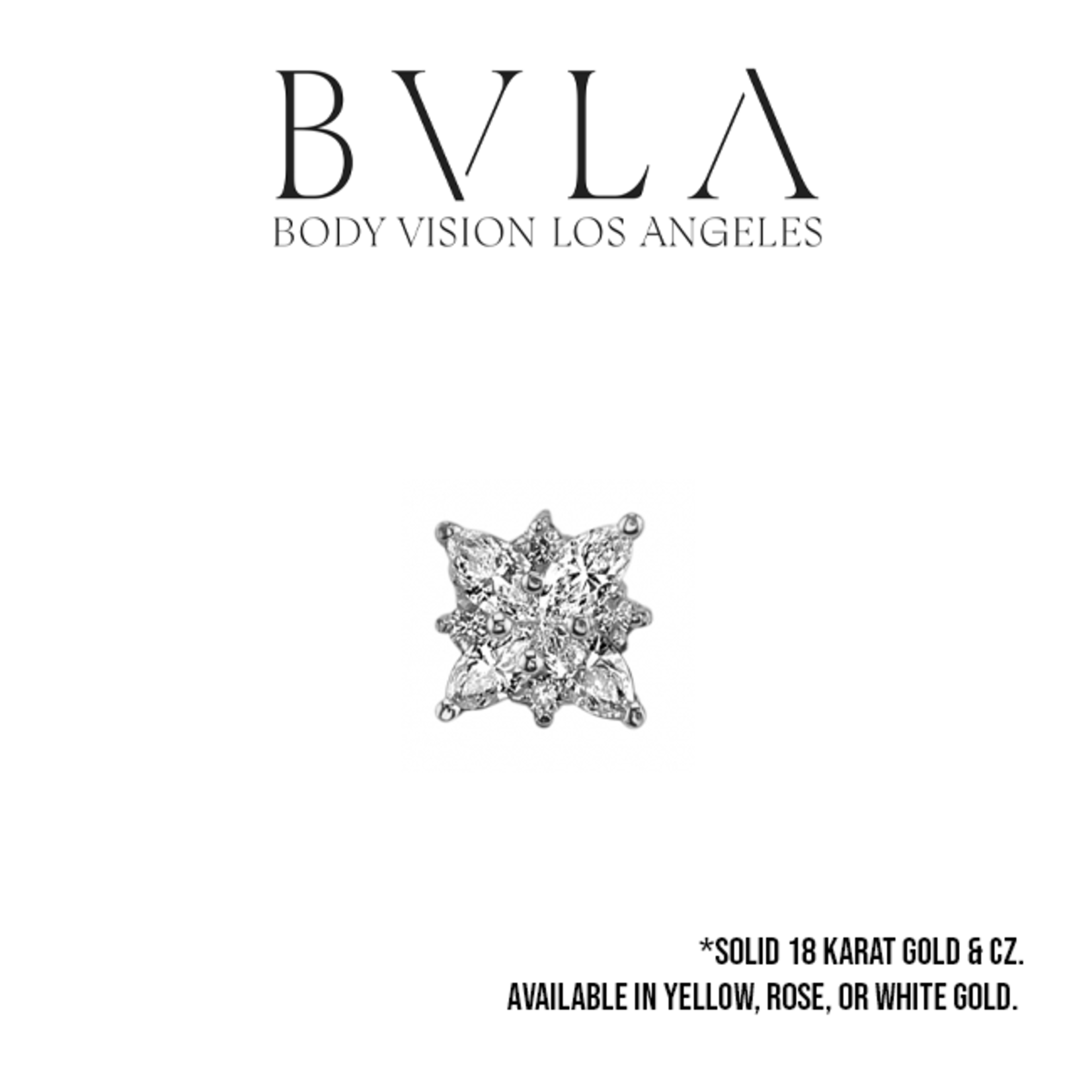 BVLA BVLA "Tiny Pleades" press fit end with 4x 2.5x1.25 CZ marquise and 4x 0.8 CZ