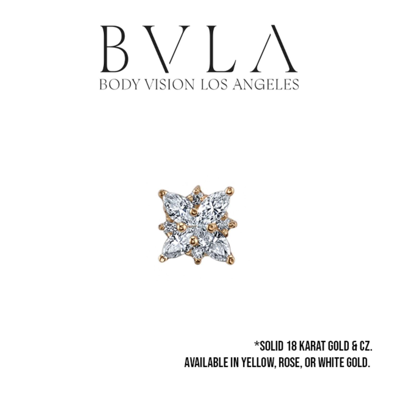 BVLA BVLA "Tiny Pleades" press fit end with 4x 2.5x1.25 CZ marquise and 4x 0.8 CZ