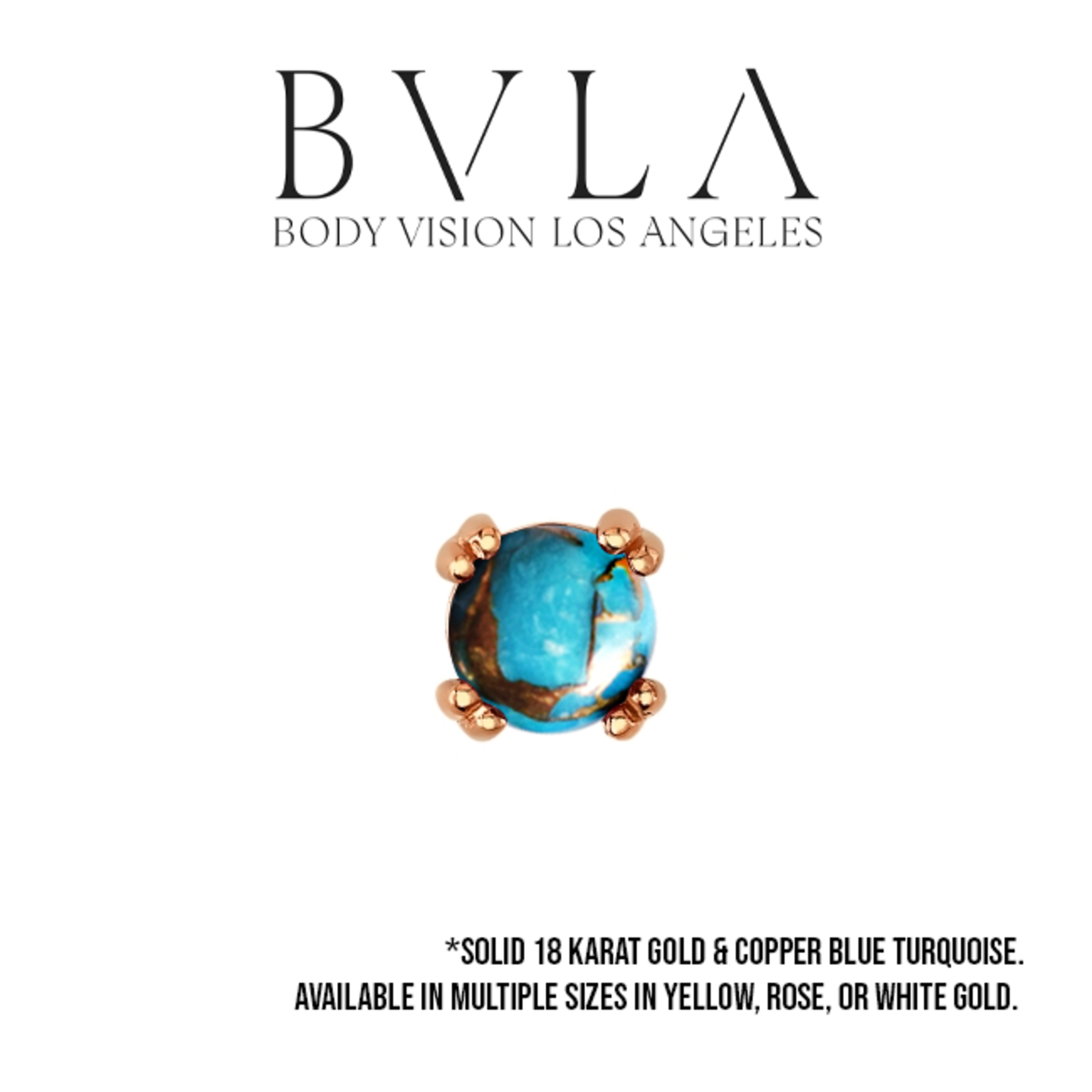 BVLA BVLA 18g "Round Cab Prong" press fit end with Copper Blue Turquoise