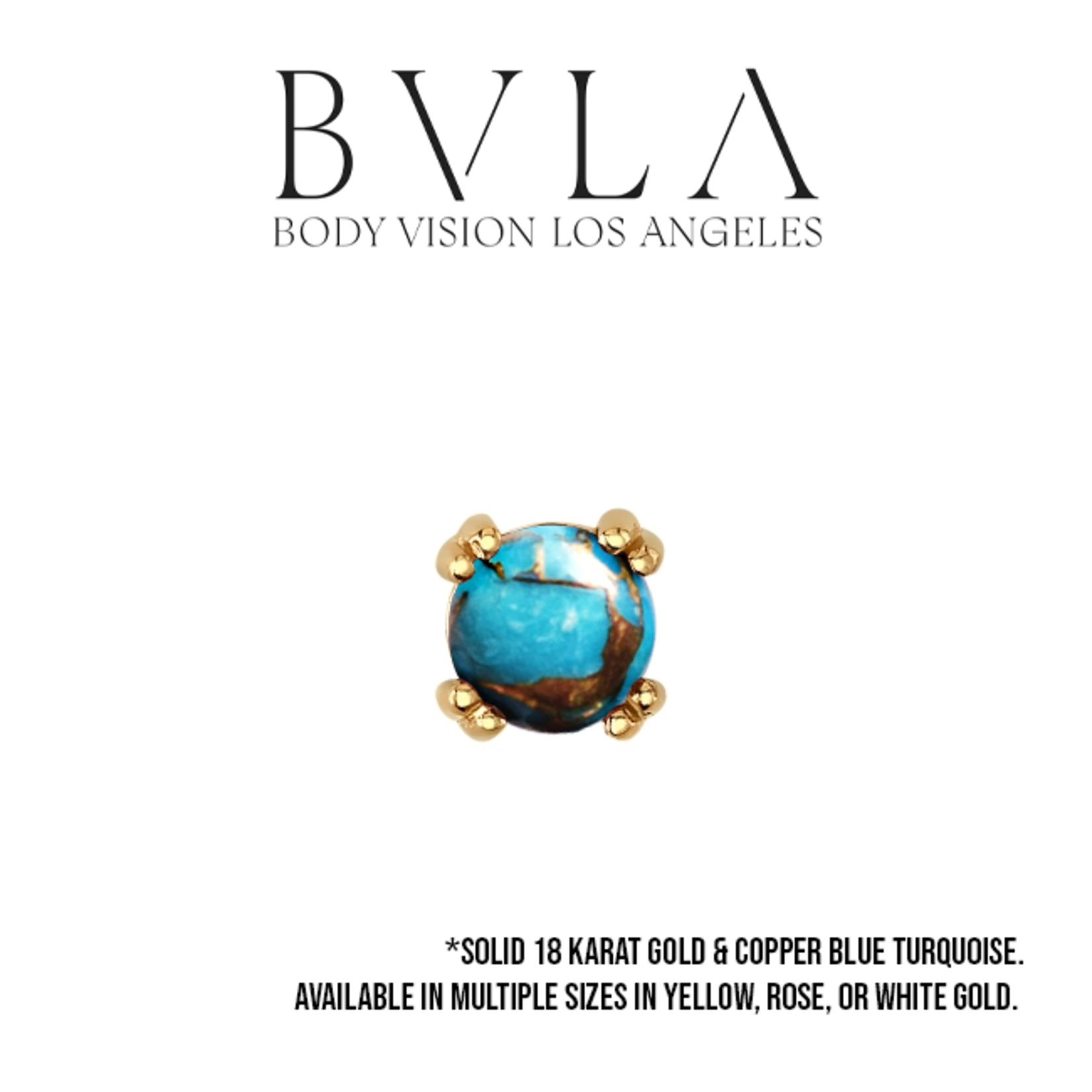 BVLA BVLA 18g "Round Cab Prong" press fit end with Copper Blue Turquoise