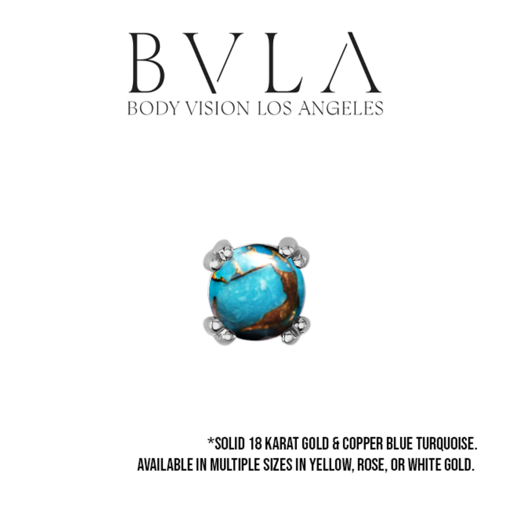 BVLA BVLA 18g "Round Cab Prong" press fit end with Copper Blue Turquoise