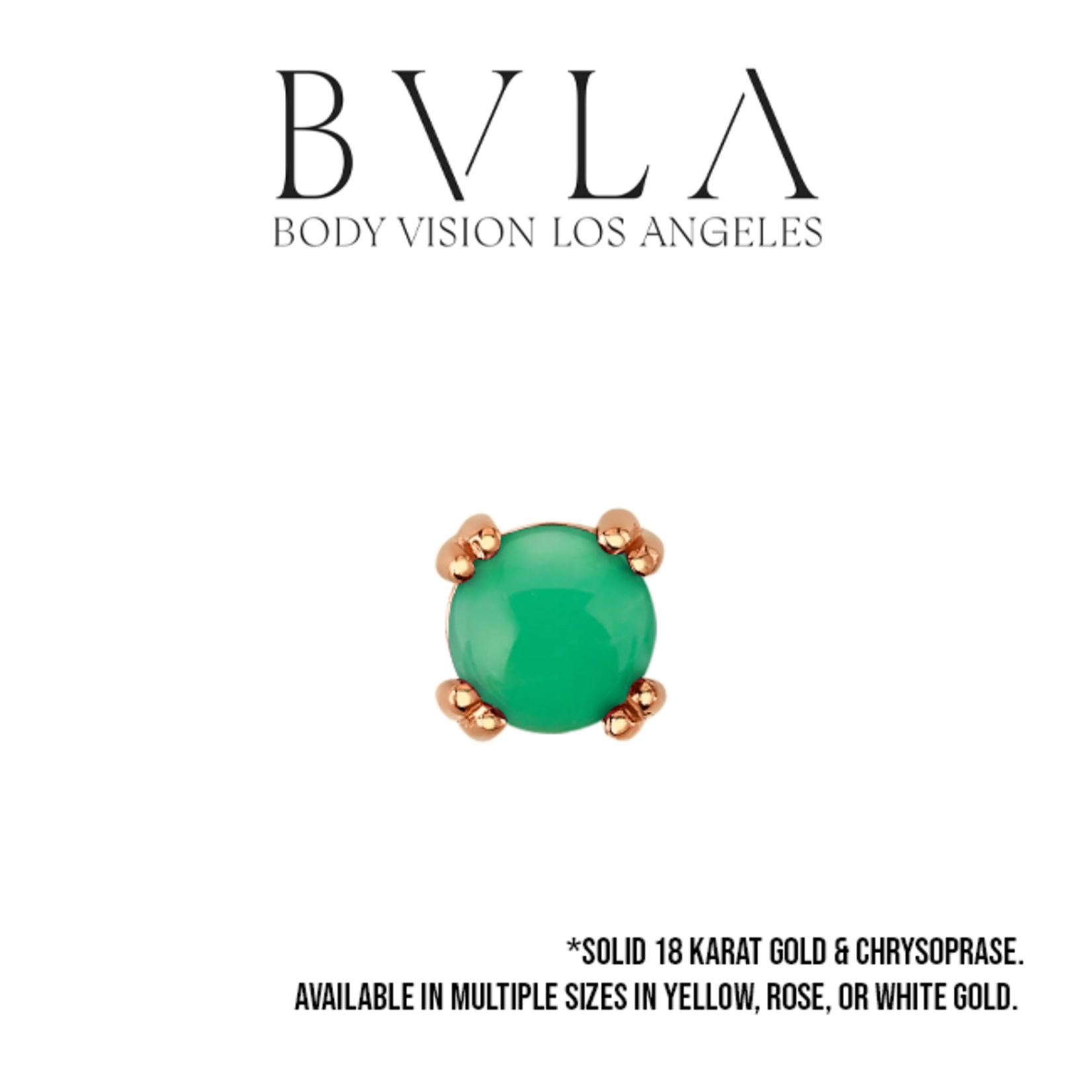 BVLA BVLA "Round Cab Prong" press fit end with chrysoprase