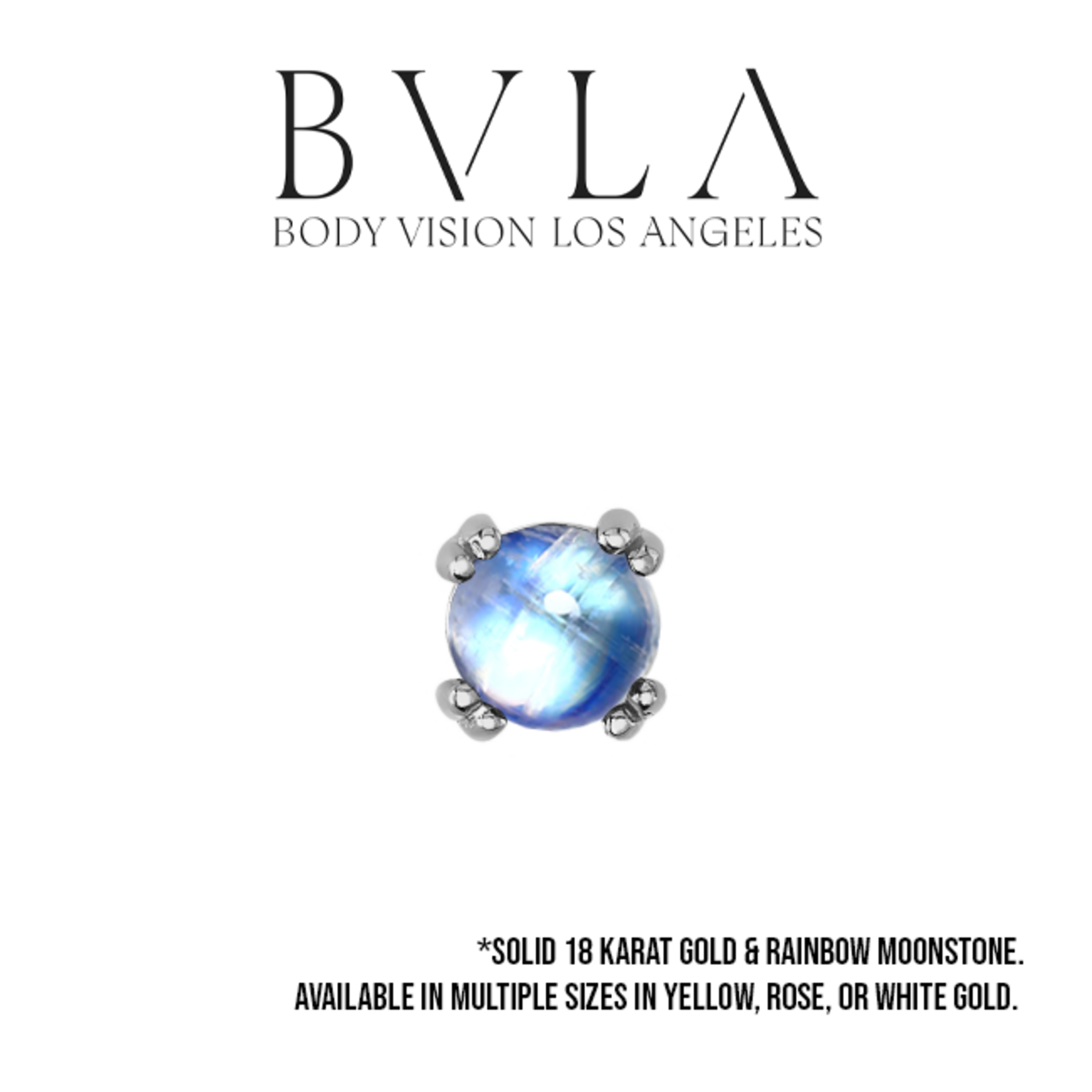 BVLA BVLA "Round Cab Prong" press fit end with rainbow moonstone
