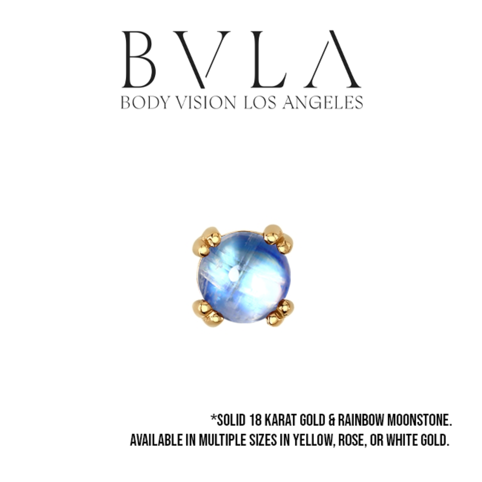BVLA BVLA "Round Cab Prong" press fit end with rainbow moonstone