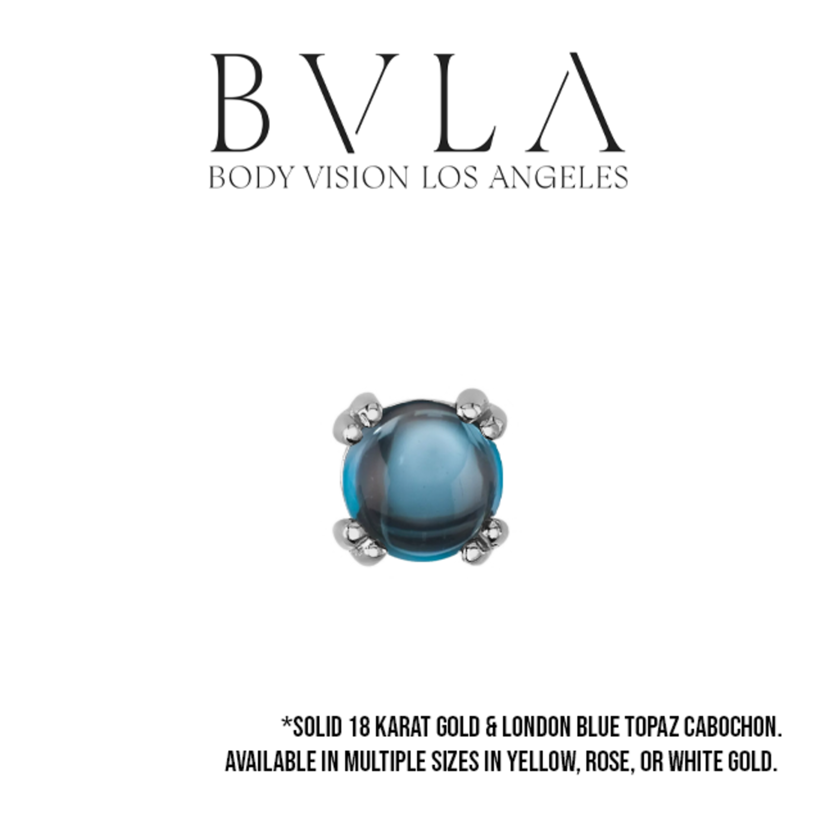 BVLA BVLA "Round Cab Prong" press fit end with London Blue Topaz Cabochon