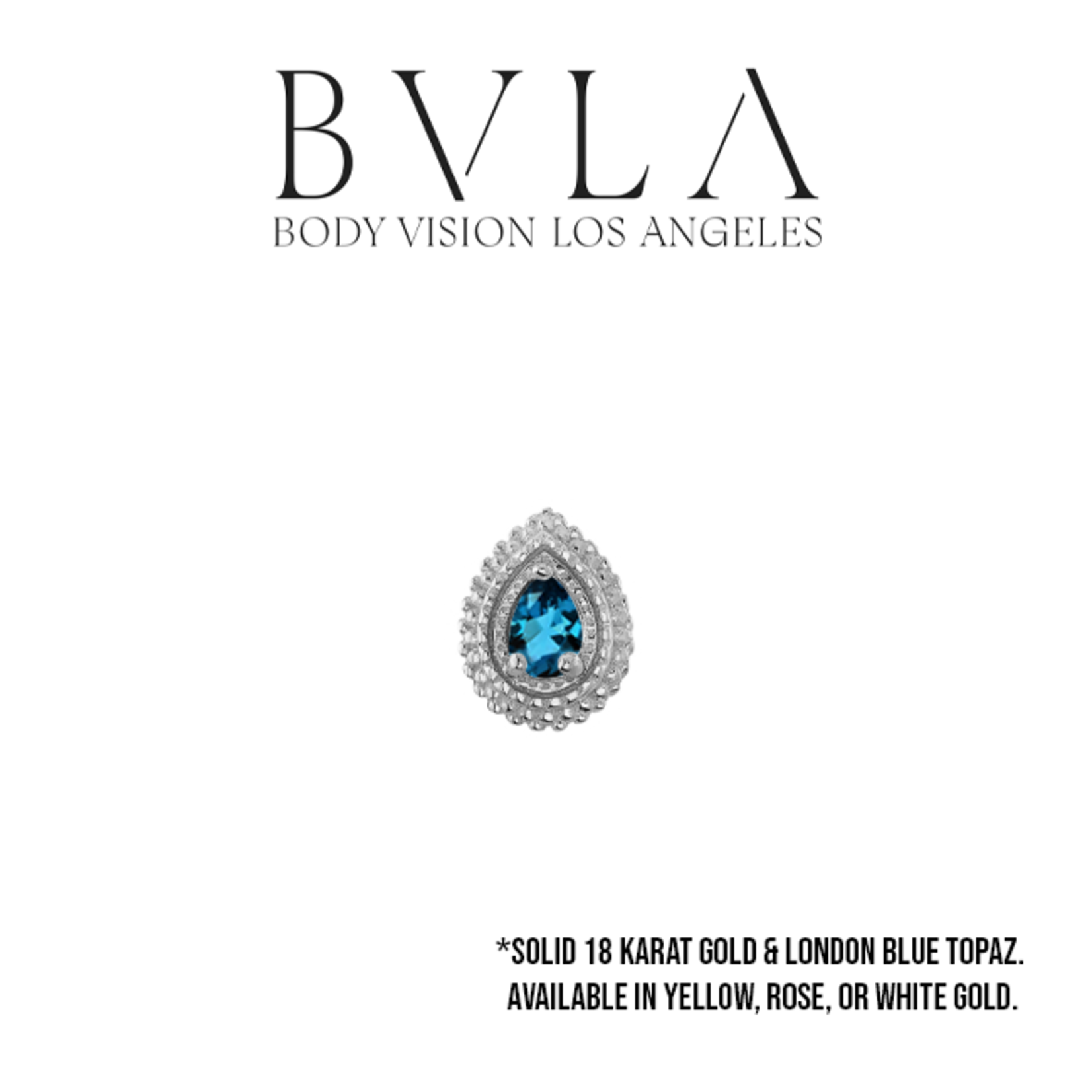 BVLA BVLA 7x5 "Tiny Afghan Pear" threaded end with AA London Blue Topaz