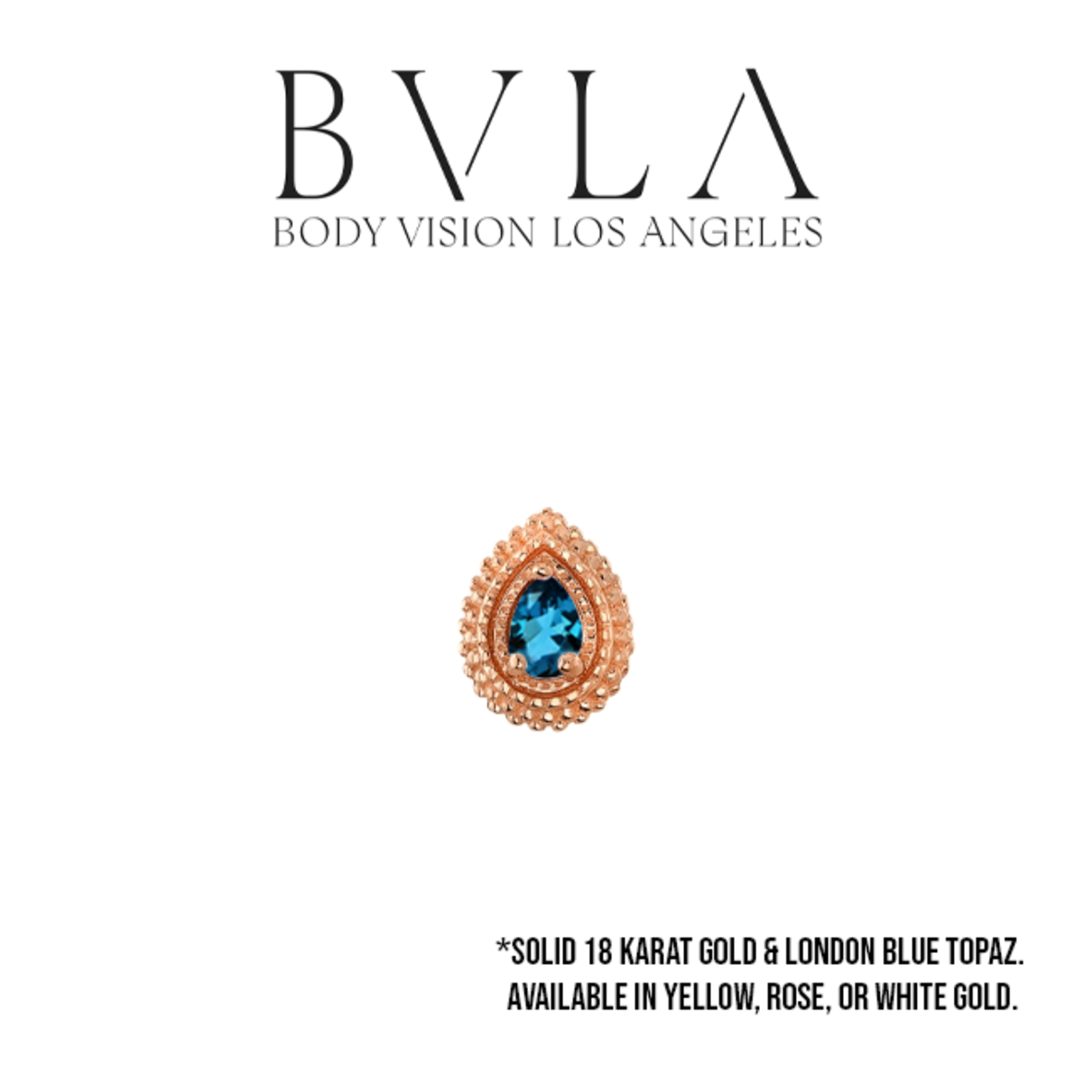 BVLA BVLA 7x5 "Tiny Afghan Pear" threaded end with AA London Blue Topaz